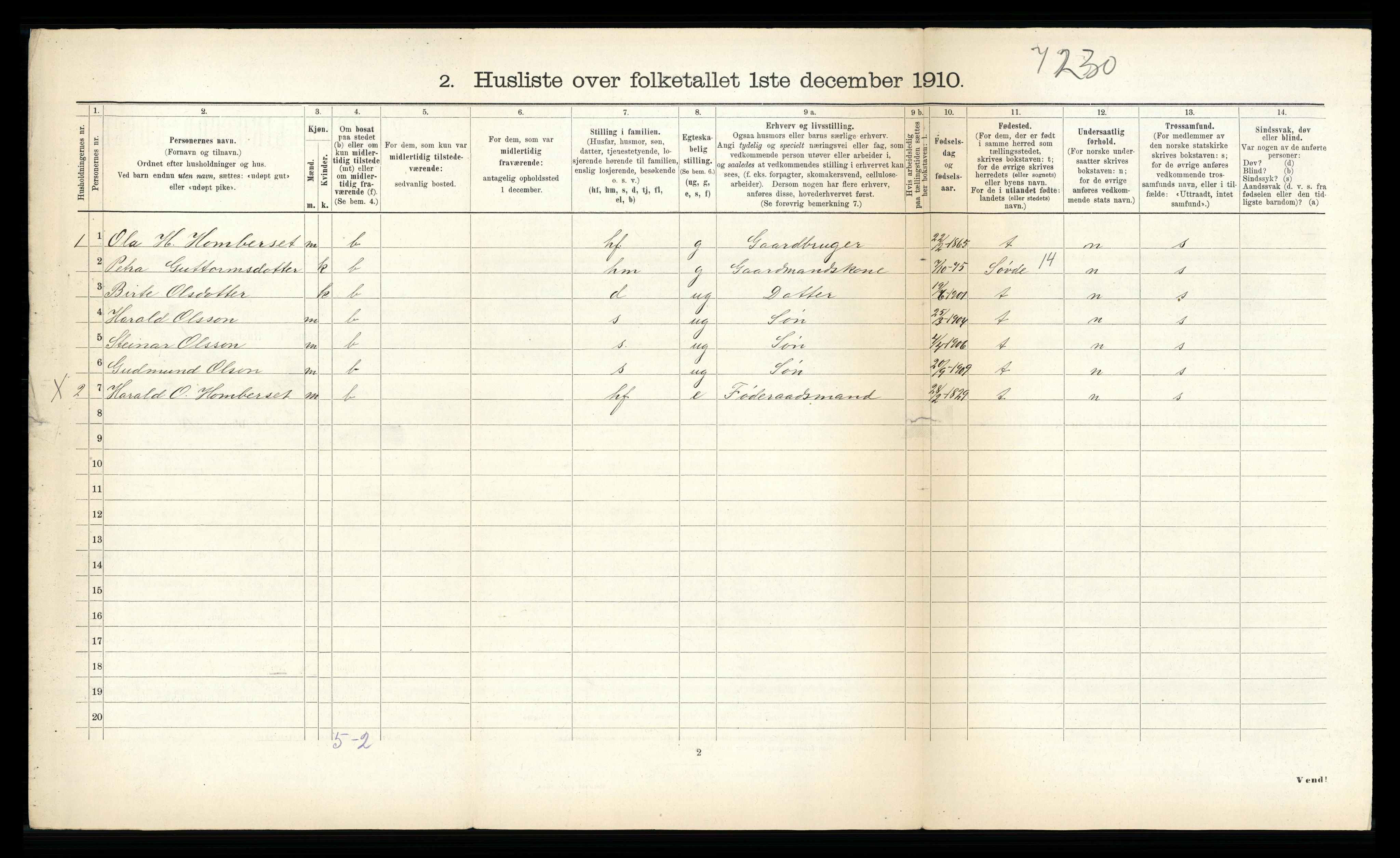 RA, Folketelling 1910 for 1519 Volda herred, 1910, s. 801