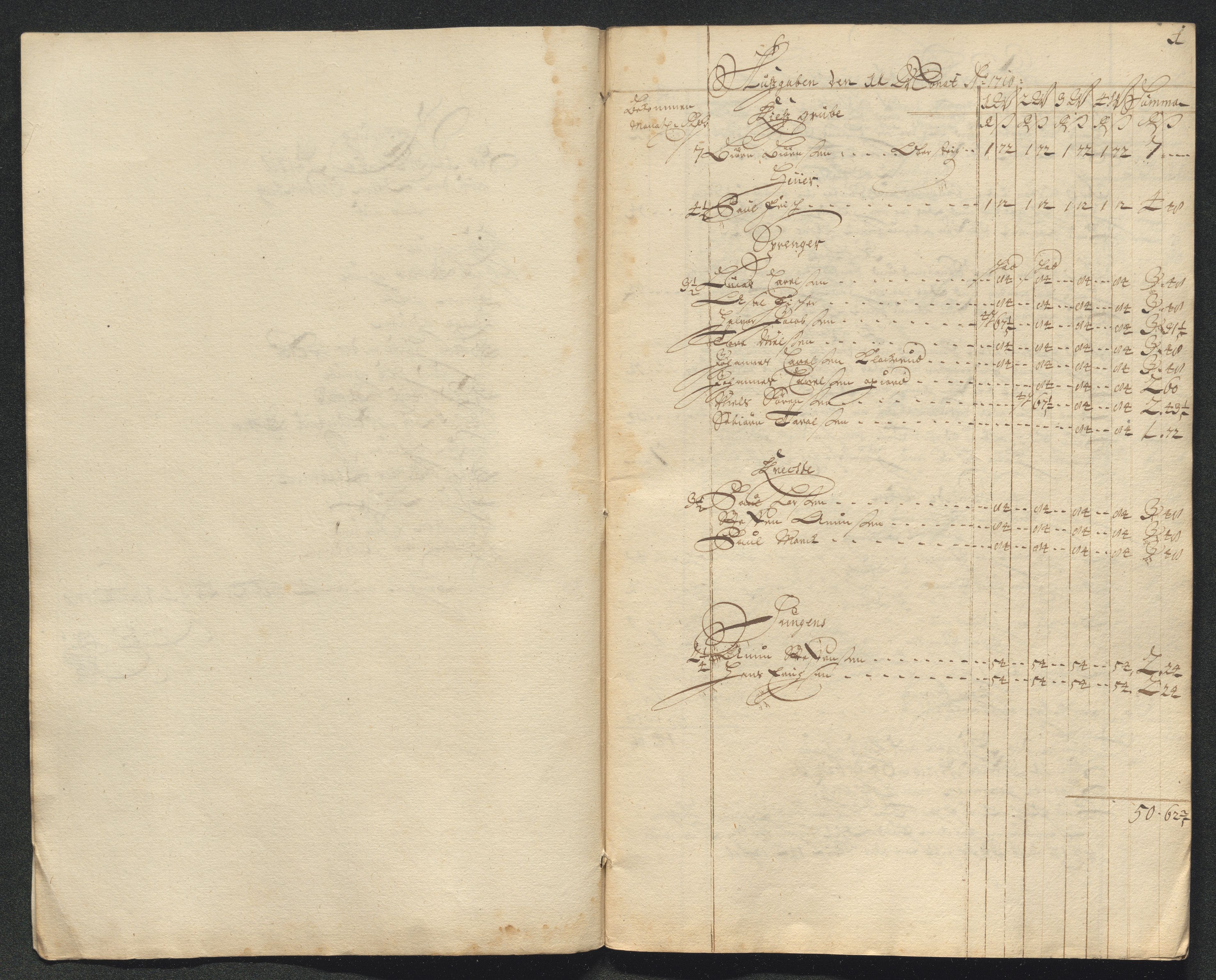 Kongsberg Sølvverk 1623-1816, AV/SAKO-EA-3135/001/D/Dc/Dcd/L0098: Utgiftsregnskap for gruver m.m. , 1710, s. 400