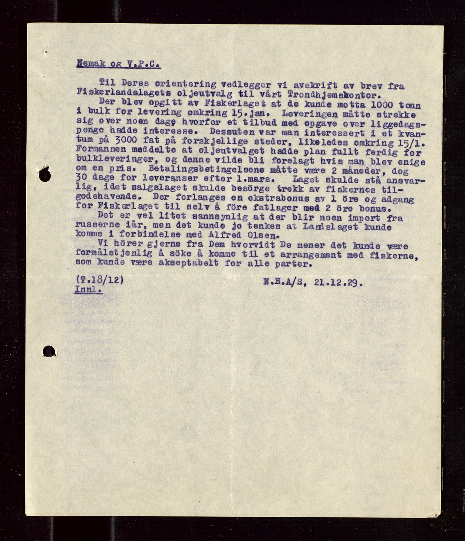 Pa 1521 - A/S Norske Shell, SAST/A-101915/E/Ea/Eaa/L0018: Sjefskorrespondanse, 1929, s. 310