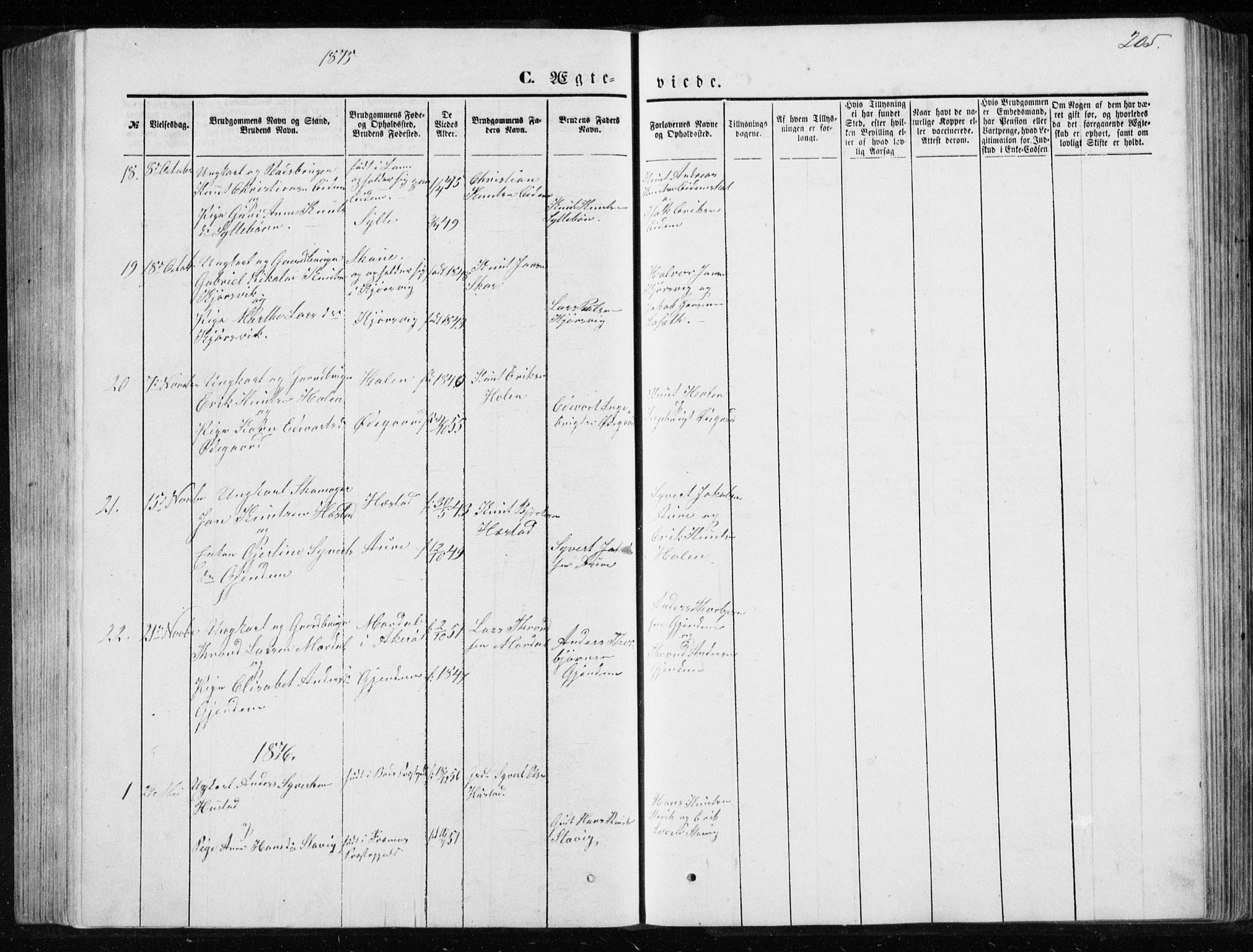 Ministerialprotokoller, klokkerbøker og fødselsregistre - Møre og Romsdal, AV/SAT-A-1454/565/L0754: Klokkerbok nr. 565C03, 1870-1896, s. 205