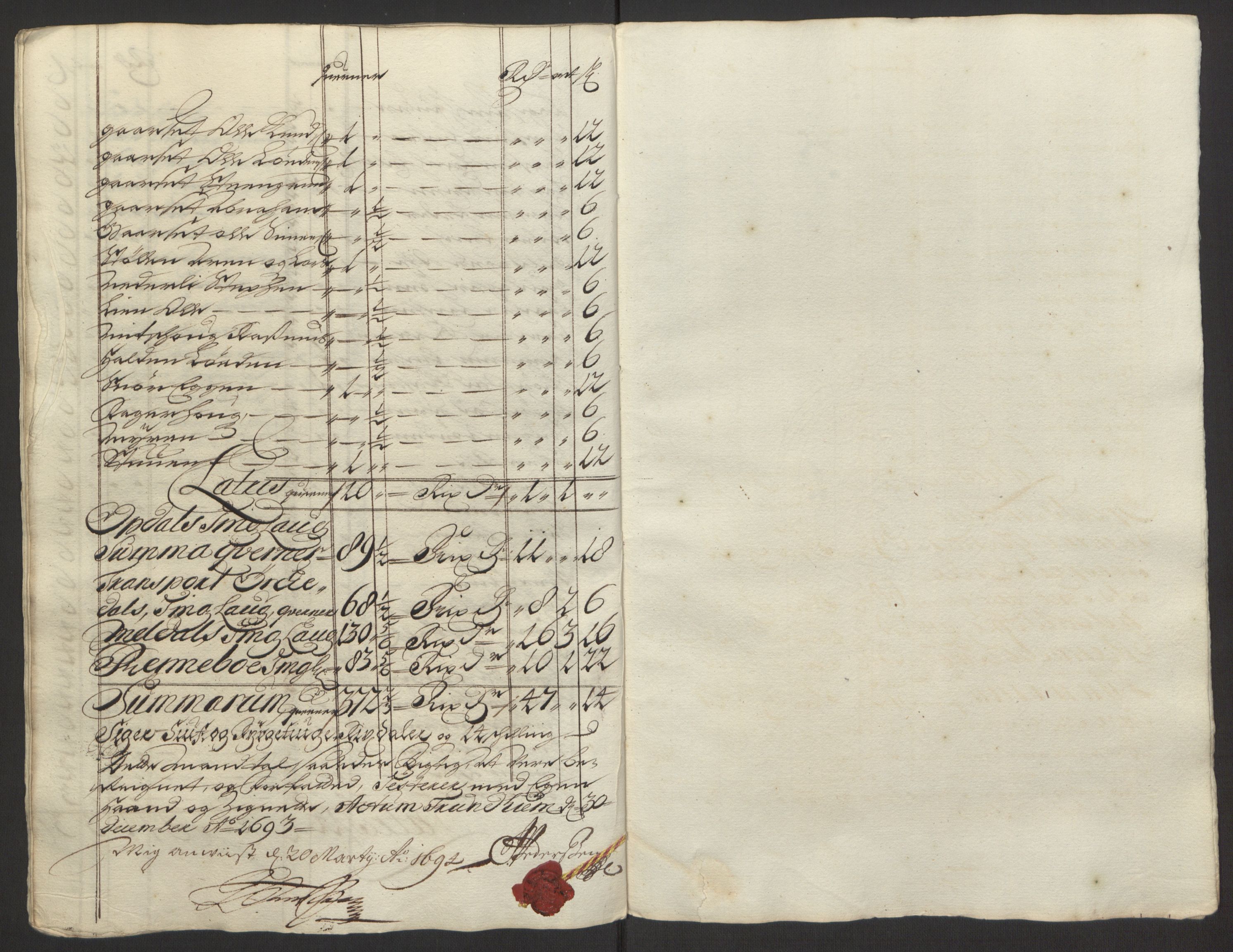 Rentekammeret inntil 1814, Reviderte regnskaper, Fogderegnskap, RA/EA-4092/R58/L3938: Fogderegnskap Orkdal, 1693, s. 119