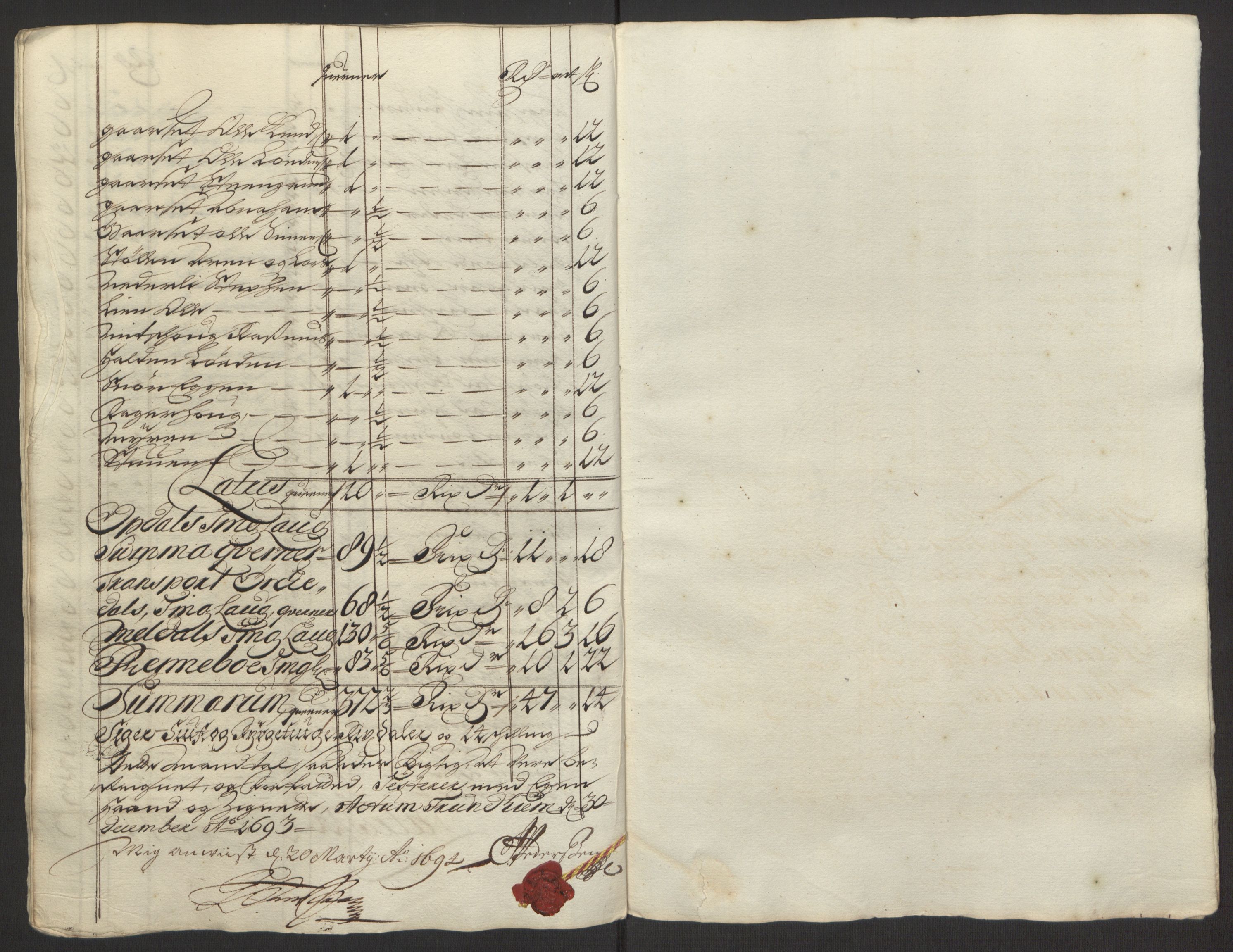 Rentekammeret inntil 1814, Reviderte regnskaper, Fogderegnskap, AV/RA-EA-4092/R58/L3938: Fogderegnskap Orkdal, 1693, s. 119