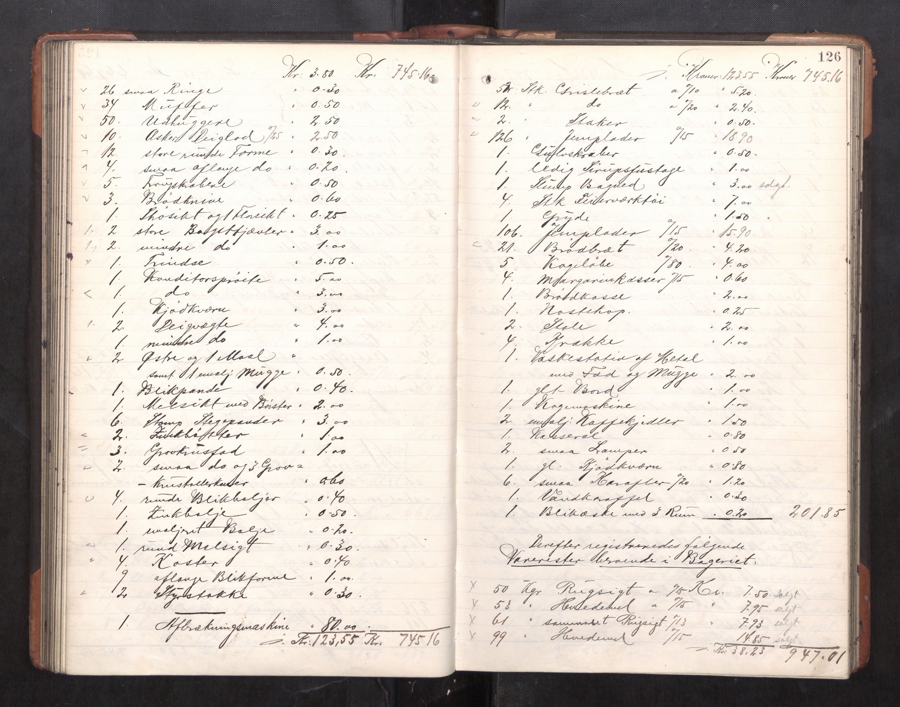Trondheim byfogd, AV/SAT-A-0003/1/3/3C/L0025: Skifteregistreringsprotokoll - 24/1-14/7. (u/ register), 1906-1909, s. 126