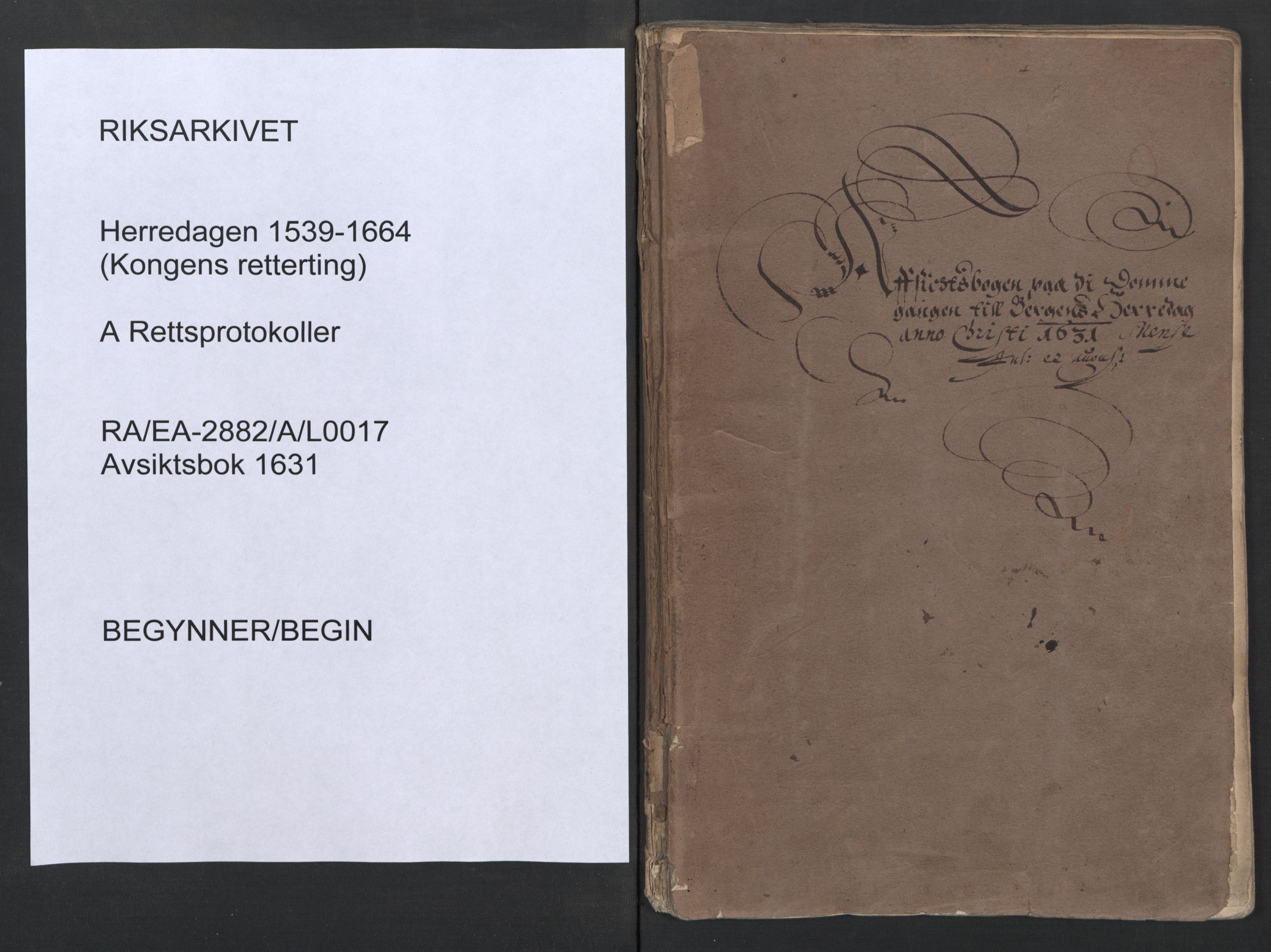 Herredagen 1539-1664  (Kongens Retterting), RA/EA-2882/A/L0017: Avsiktsbok, 1631