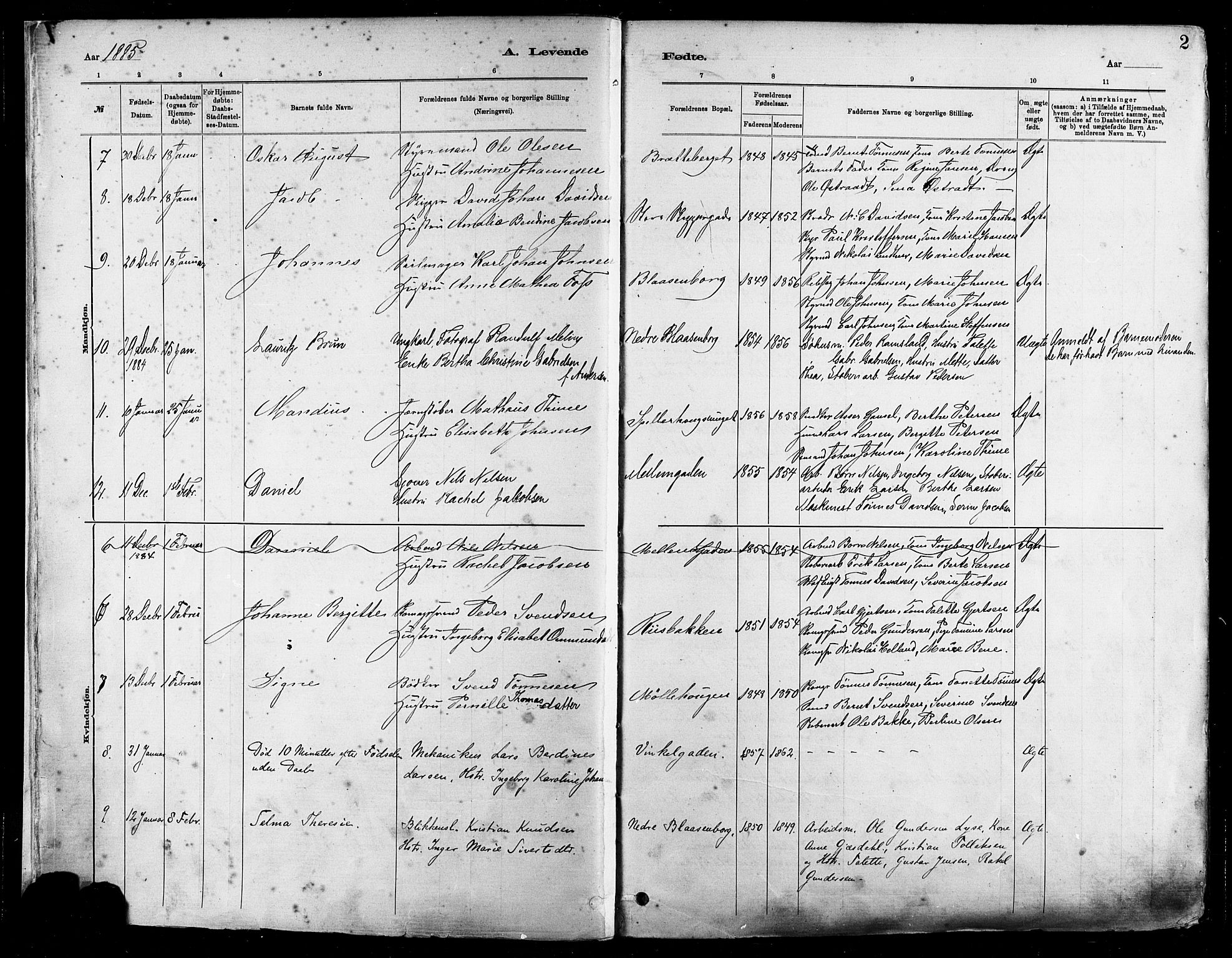 St. Johannes sokneprestkontor, AV/SAST-A-101814/001/30/30BA/L0001: Ministerialbok nr. A 1, 1885-1891, s. 2