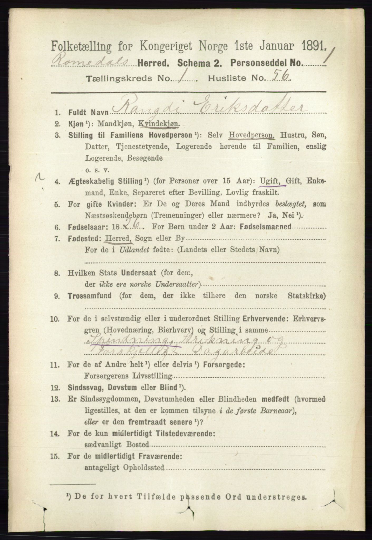 RA, Folketelling 1891 for 0416 Romedal herred, 1891, s. 559