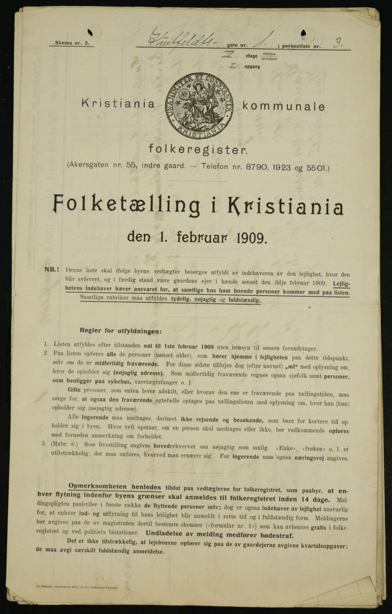 OBA, Kommunal folketelling 1.2.1909 for Kristiania kjøpstad, 1909, s. 37681