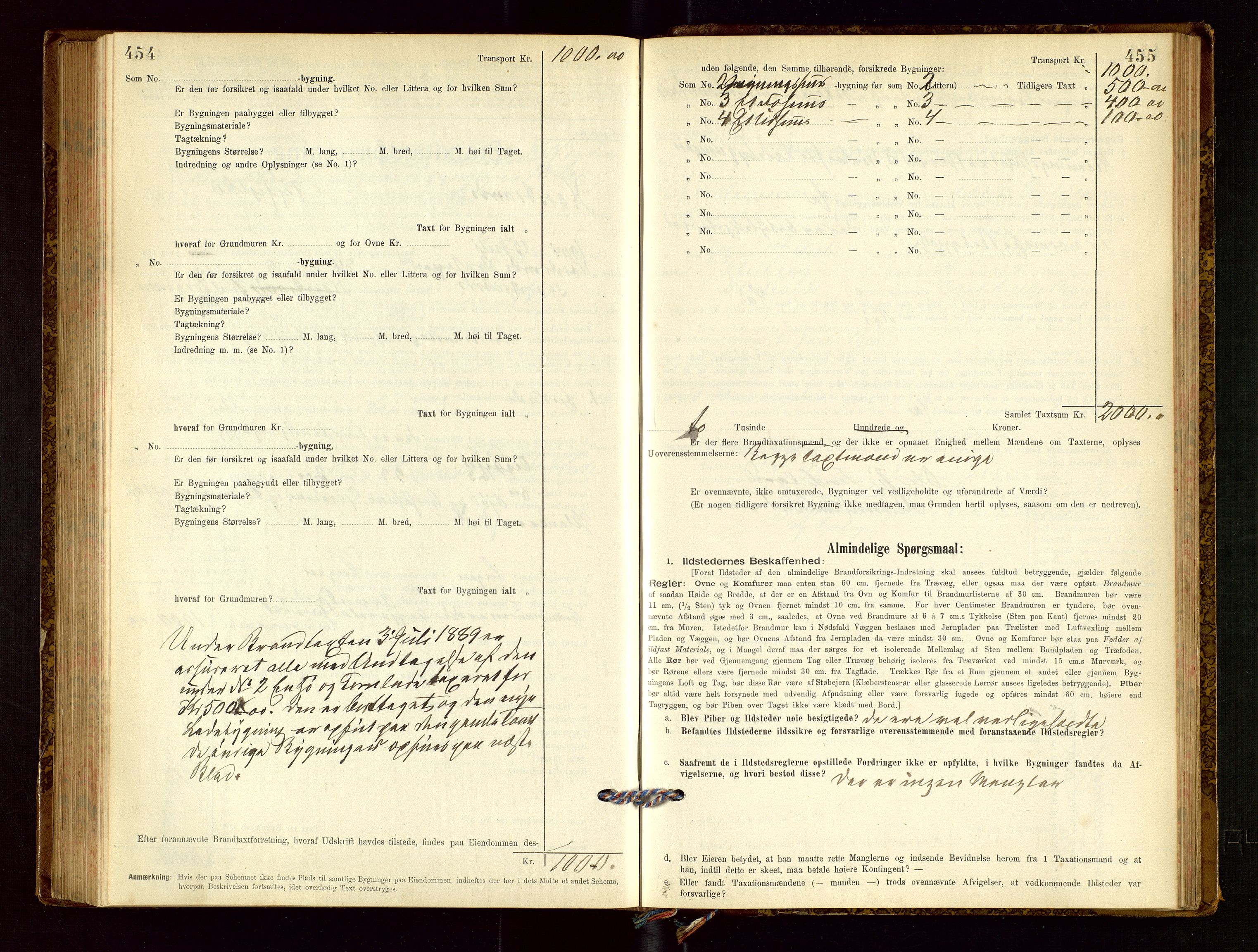 Nedstrand lensmannskontor, AV/SAST-A-100236/Gob/L0001: "Brandtaxationsprotokol for Nerstrand Lensmandsdistrikt Ryfylke fogderi", 1895-1915, s. 454-455