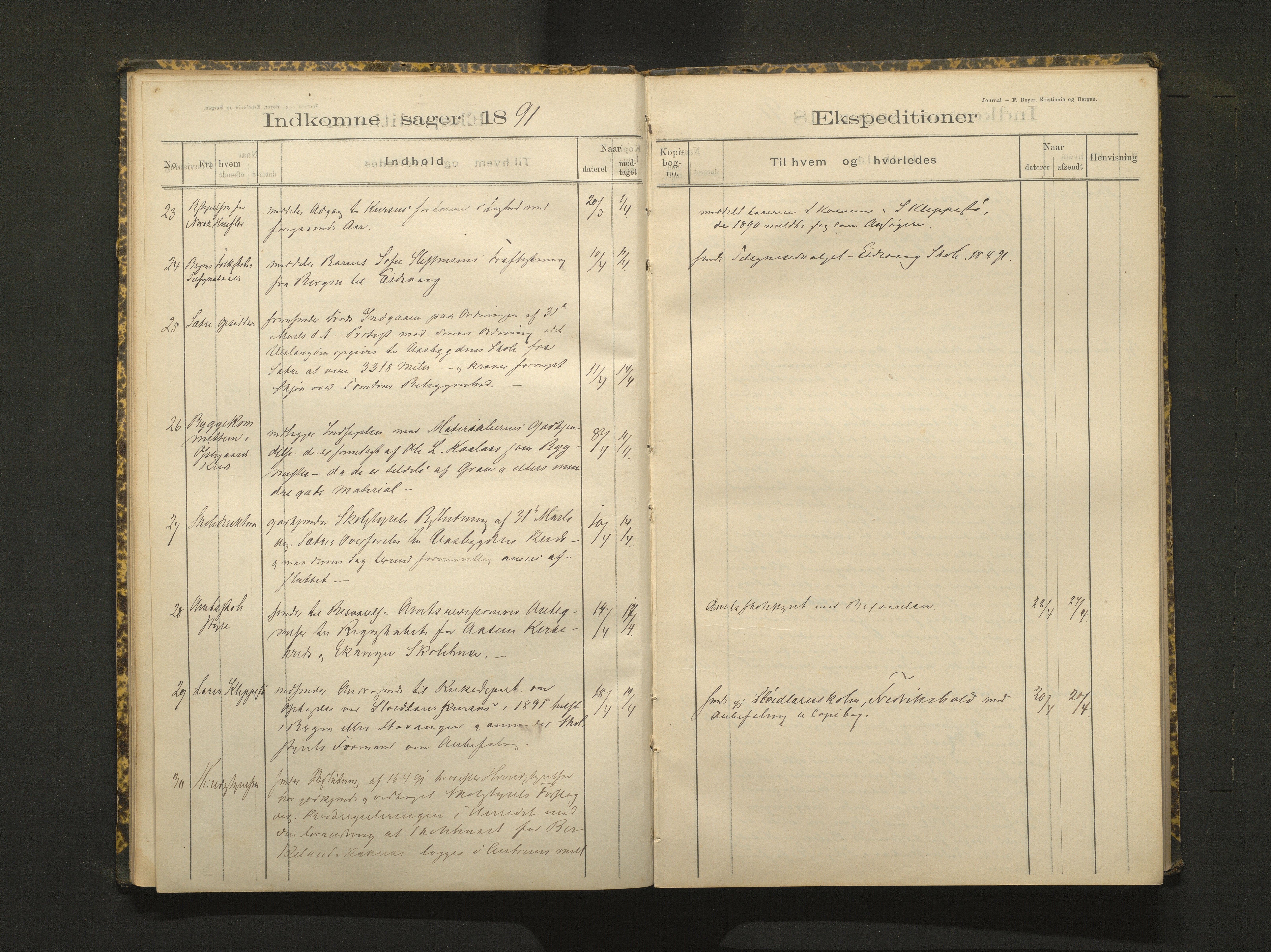Hamre kommune. Skulestyret, IKAH/1254-211/C/Ca/L0002: Postjournal for Hamre skulestyre, 1890-1901