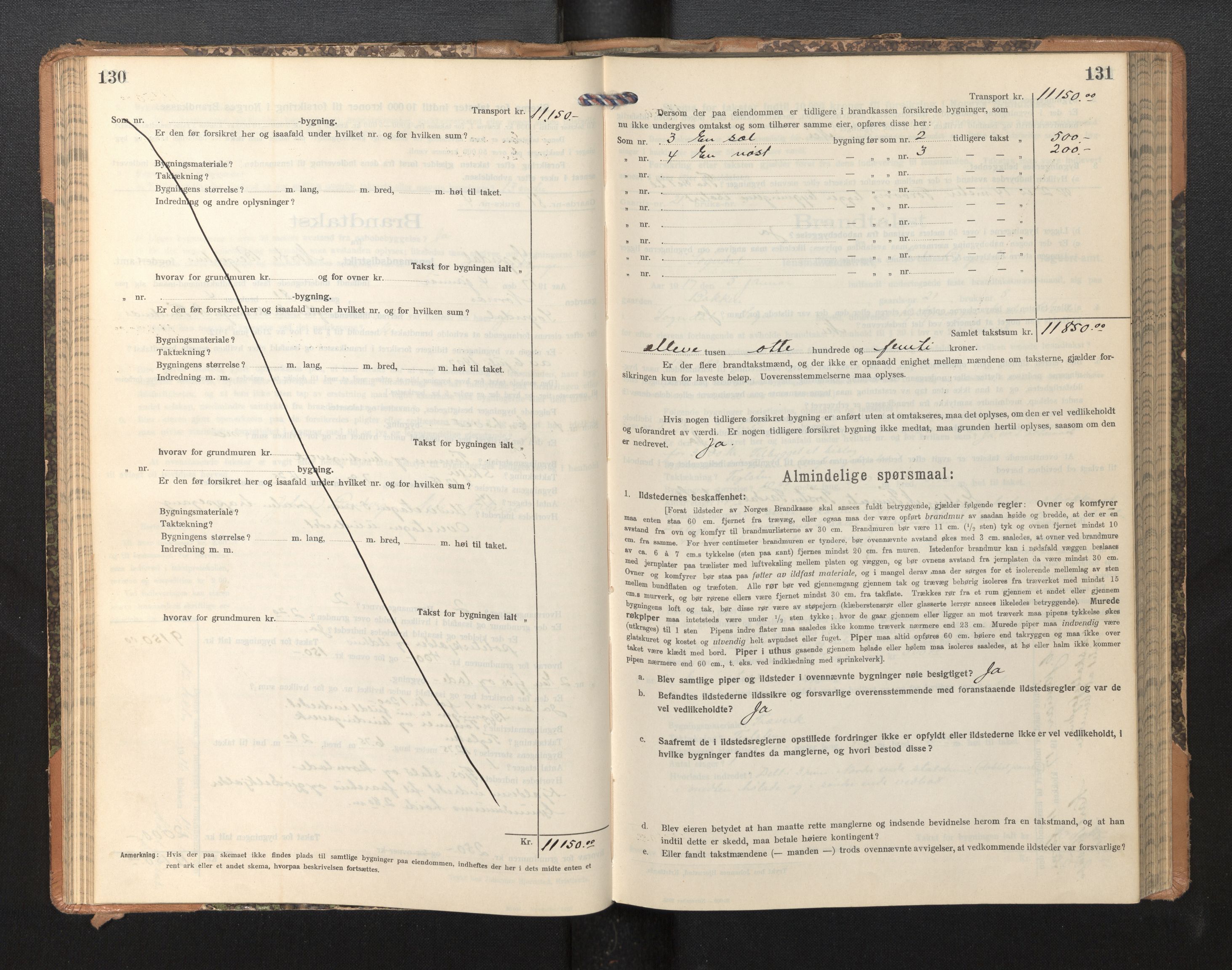 Lensmannen i Sogndal, SAB/A-29901/0012/L0011: Branntakstprotokoll, skjematakst, 1914-1922, s. 130-131