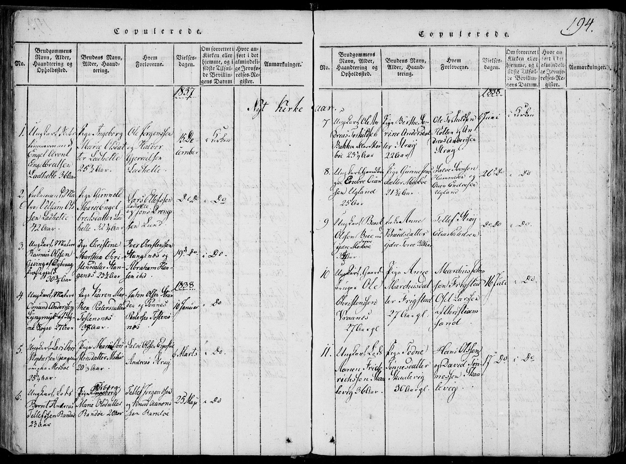 Oddernes sokneprestkontor, SAK/1111-0033/F/Fa/Faa/L0005: Ministerialbok nr. A 5, 1820-1838, s. 194