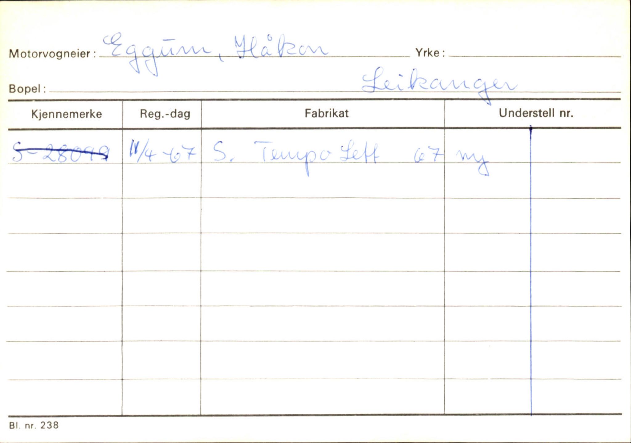 Statens vegvesen, Sogn og Fjordane vegkontor, AV/SAB-A-5301/4/F/L0126: Eigarregister Fjaler M-Å. Leikanger A-Å, 1945-1975, s. 1019