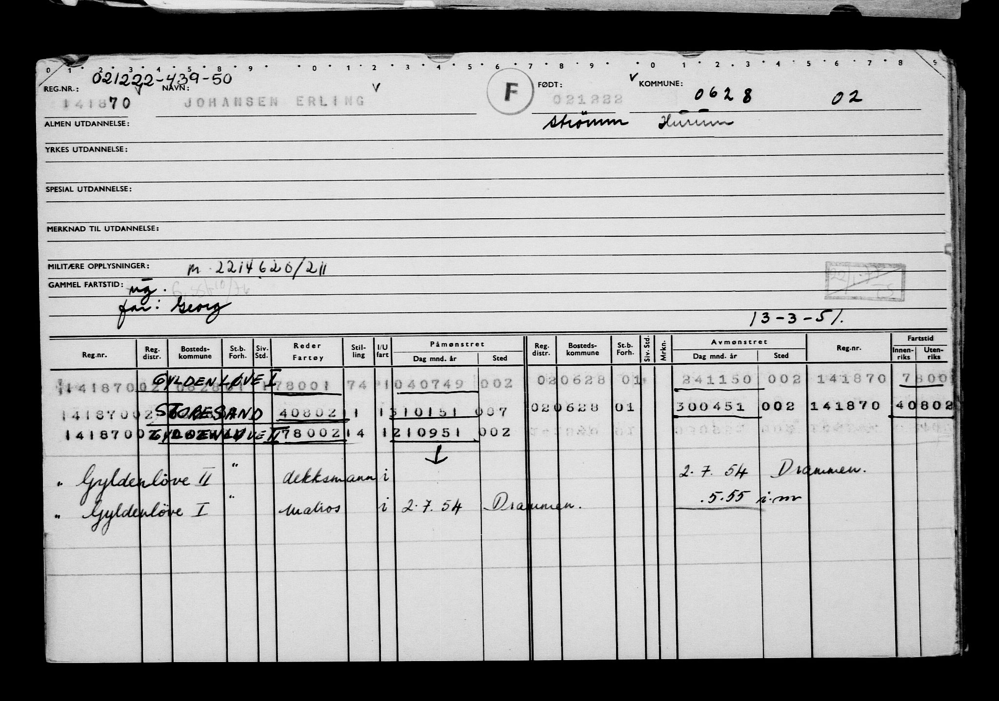 Direktoratet for sjømenn, AV/RA-S-3545/G/Gb/L0213: Hovedkort, 1922, s. 33