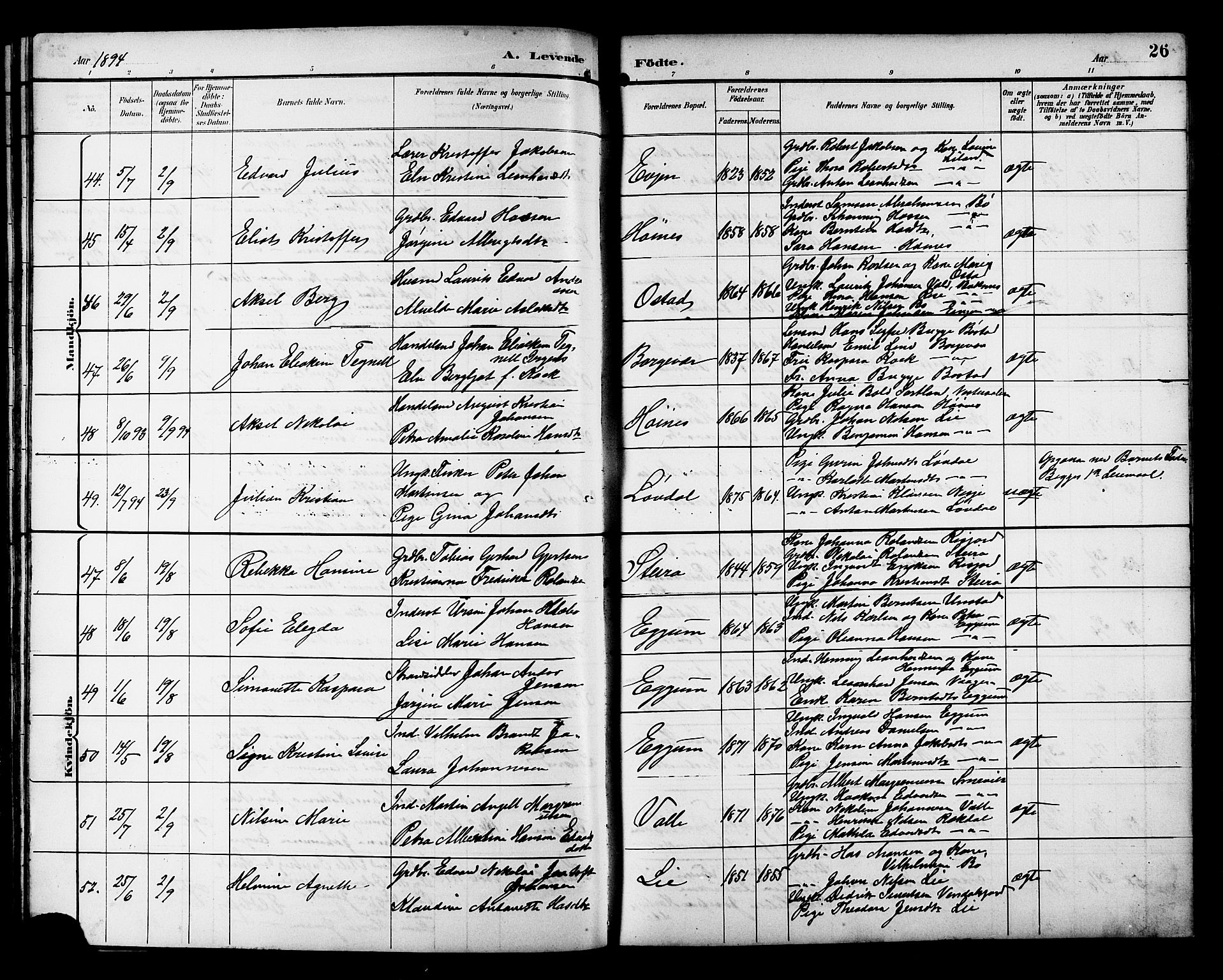 Ministerialprotokoller, klokkerbøker og fødselsregistre - Nordland, AV/SAT-A-1459/880/L1141: Klokkerbok nr. 880C03, 1893-1928, s. 26