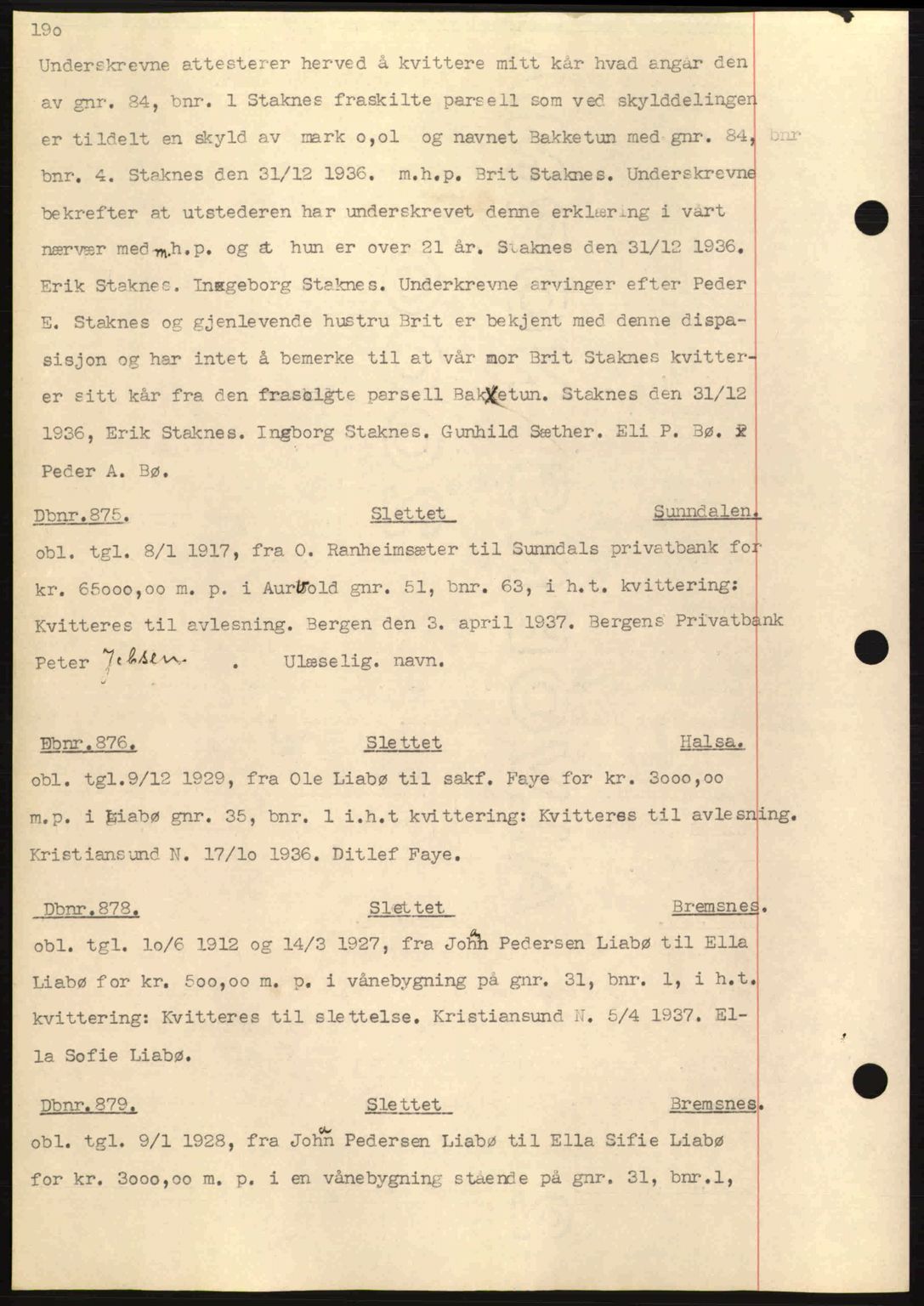 Nordmøre sorenskriveri, SAT/A-4132/1/2/2Ca: Pantebok nr. C80, 1936-1939, Dagboknr: 875/1937