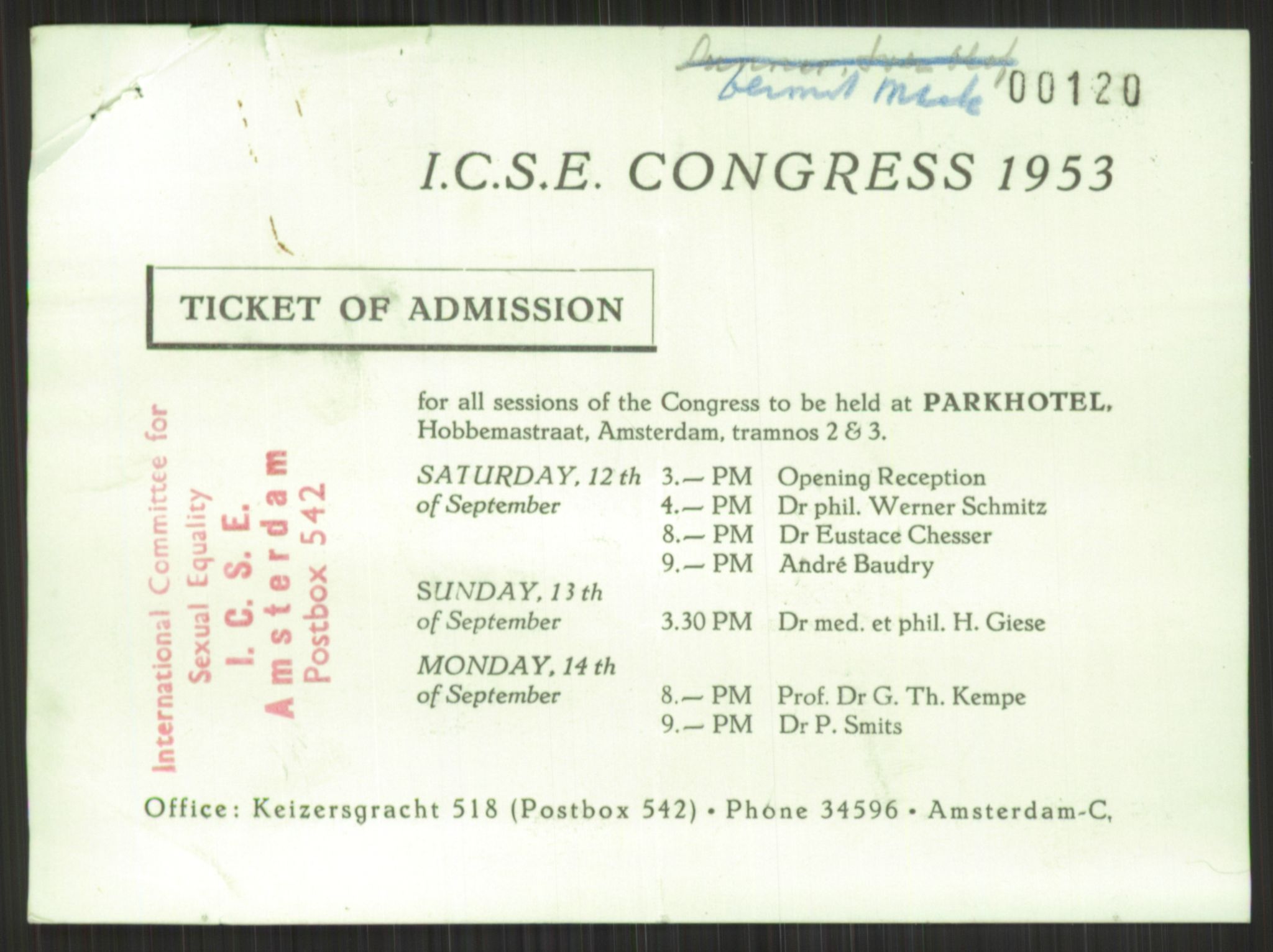 Det Norske Forbundet av 1948/Landsforeningen for Lesbisk og Homofil Frigjøring, RA/PA-1216/F/Fb/L0001: ICSE, 1951-1959, s. 3