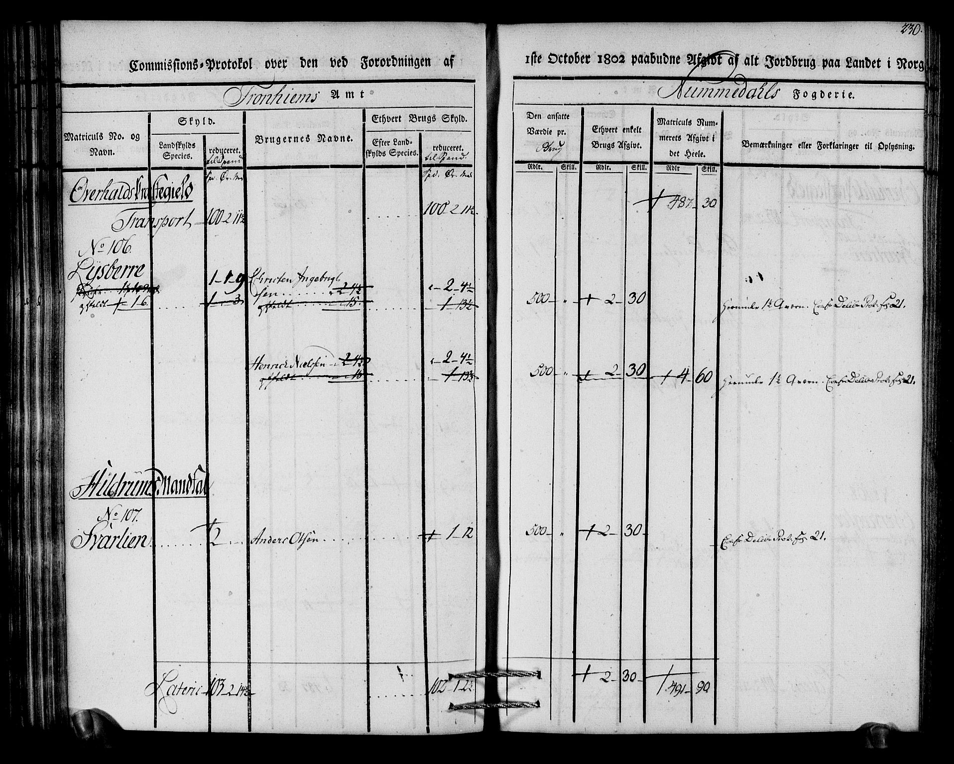 Rentekammeret inntil 1814, Realistisk ordnet avdeling, AV/RA-EA-4070/N/Ne/Nea/L0154: Namdalen fogderi. Kommisjonsprotokoll, 1803, s. 231