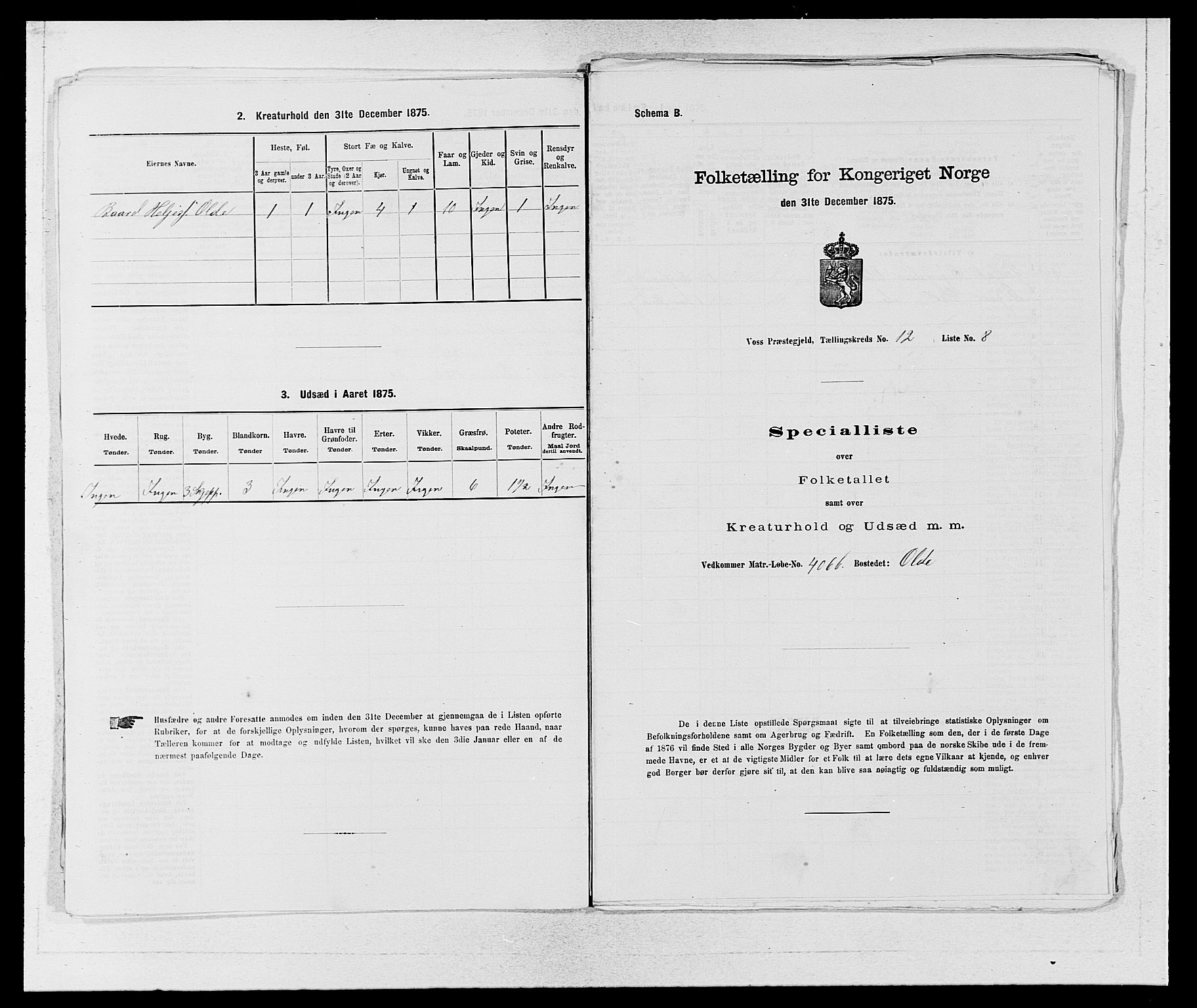 SAB, Folketelling 1875 for 1235P Voss prestegjeld, 1875, s. 1413