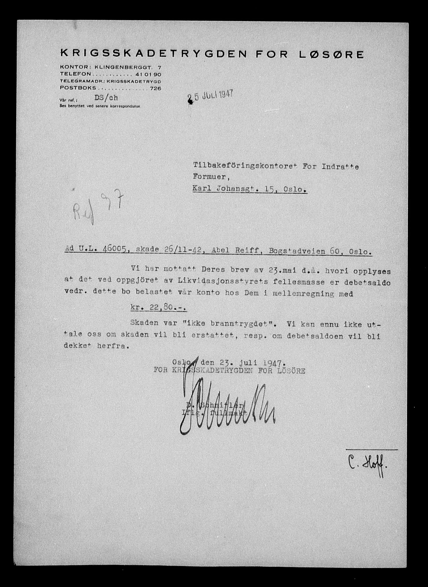Justisdepartementet, Tilbakeføringskontoret for inndratte formuer, AV/RA-S-1564/H/Hc/Hcc/L0972: --, 1945-1947, s. 508