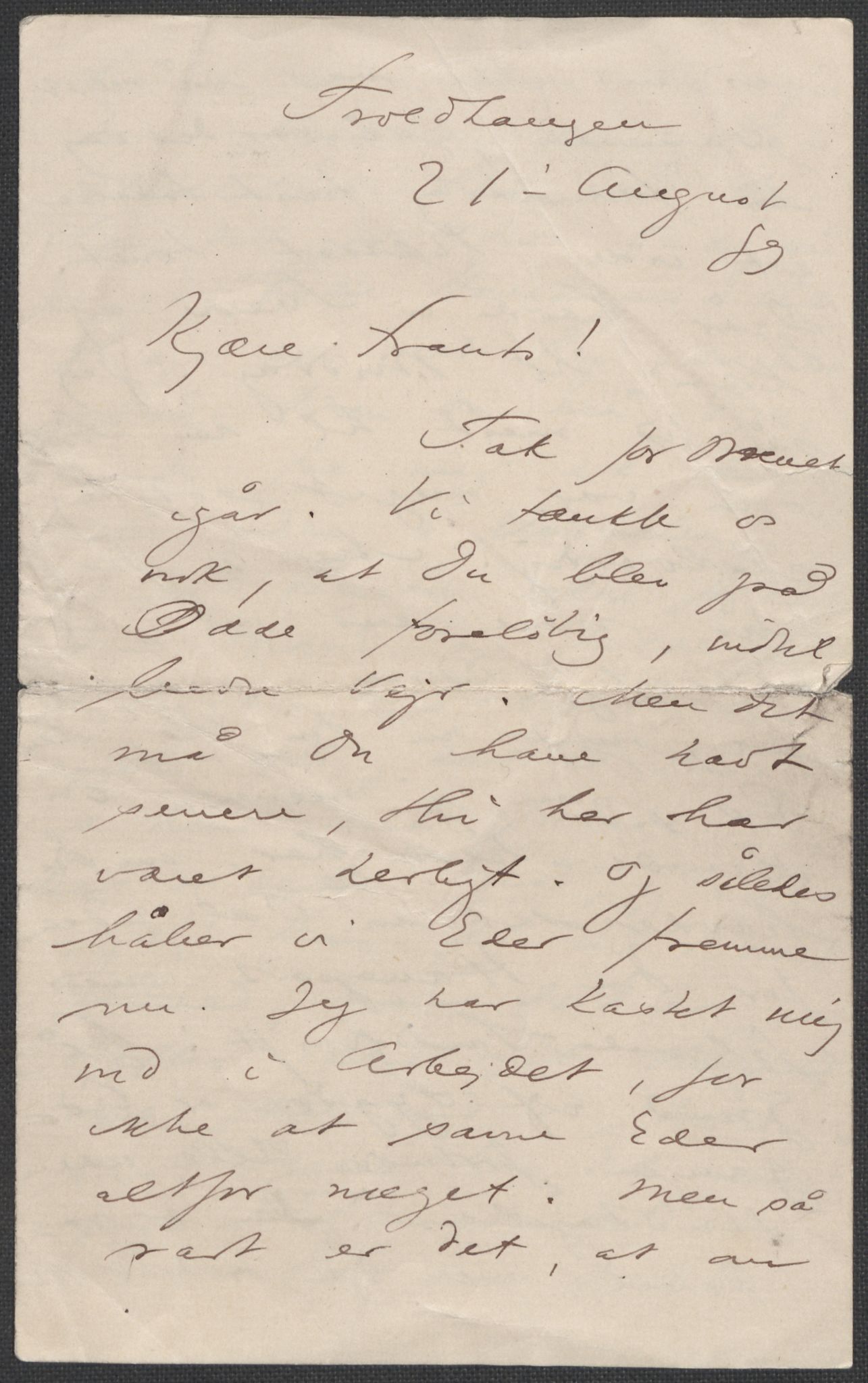 Beyer, Frants, RA/PA-0132/F/L0001: Brev fra Edvard Grieg til Frantz Beyer og "En del optegnelser som kan tjene til kommentar til brevene" av Marie Beyer, 1872-1907, s. 309
