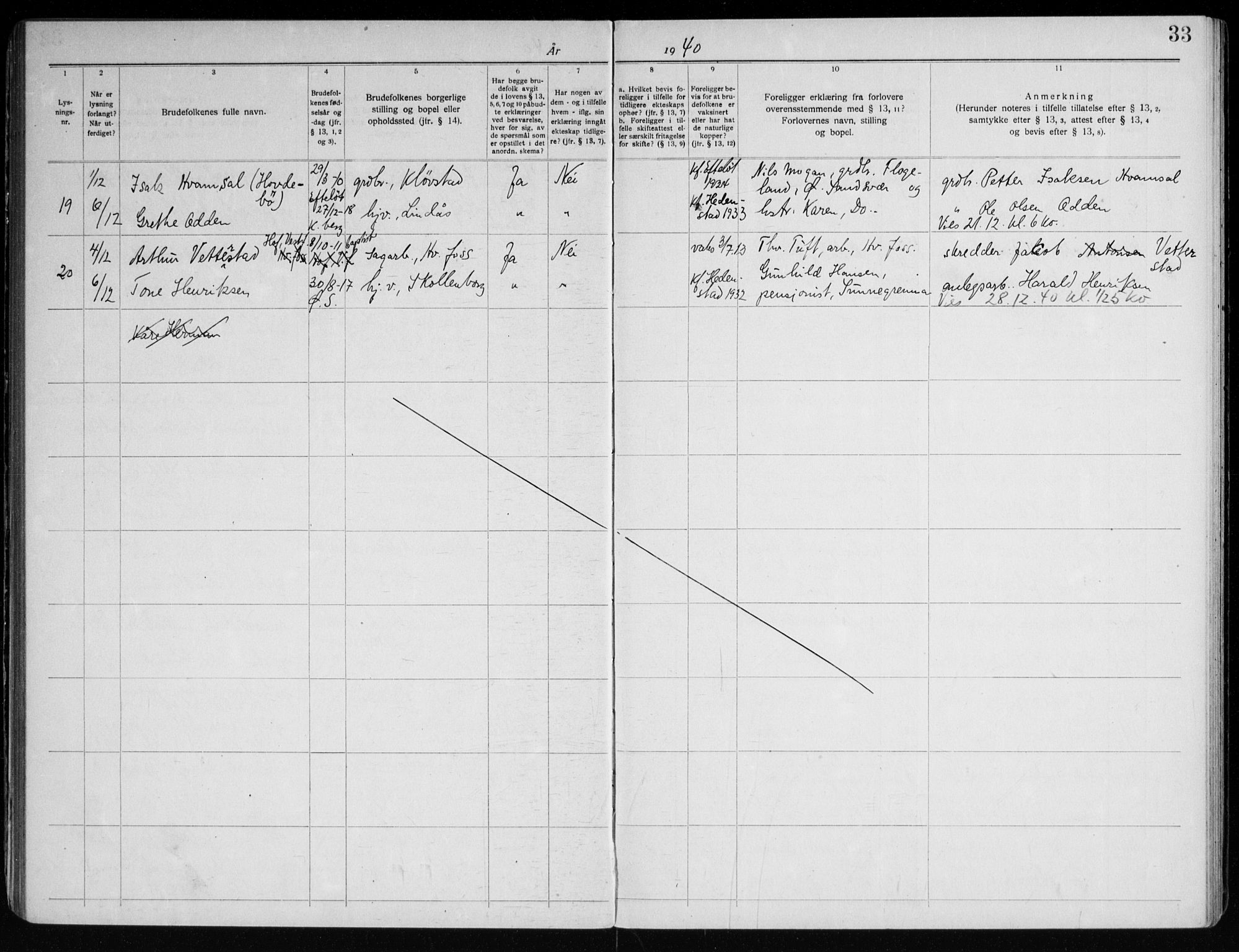 Sandsvær kirkebøker, AV/SAKO-A-244/H/Ha/L0003: Lysningsprotokoll nr. 3, 1919-1969, s. 33