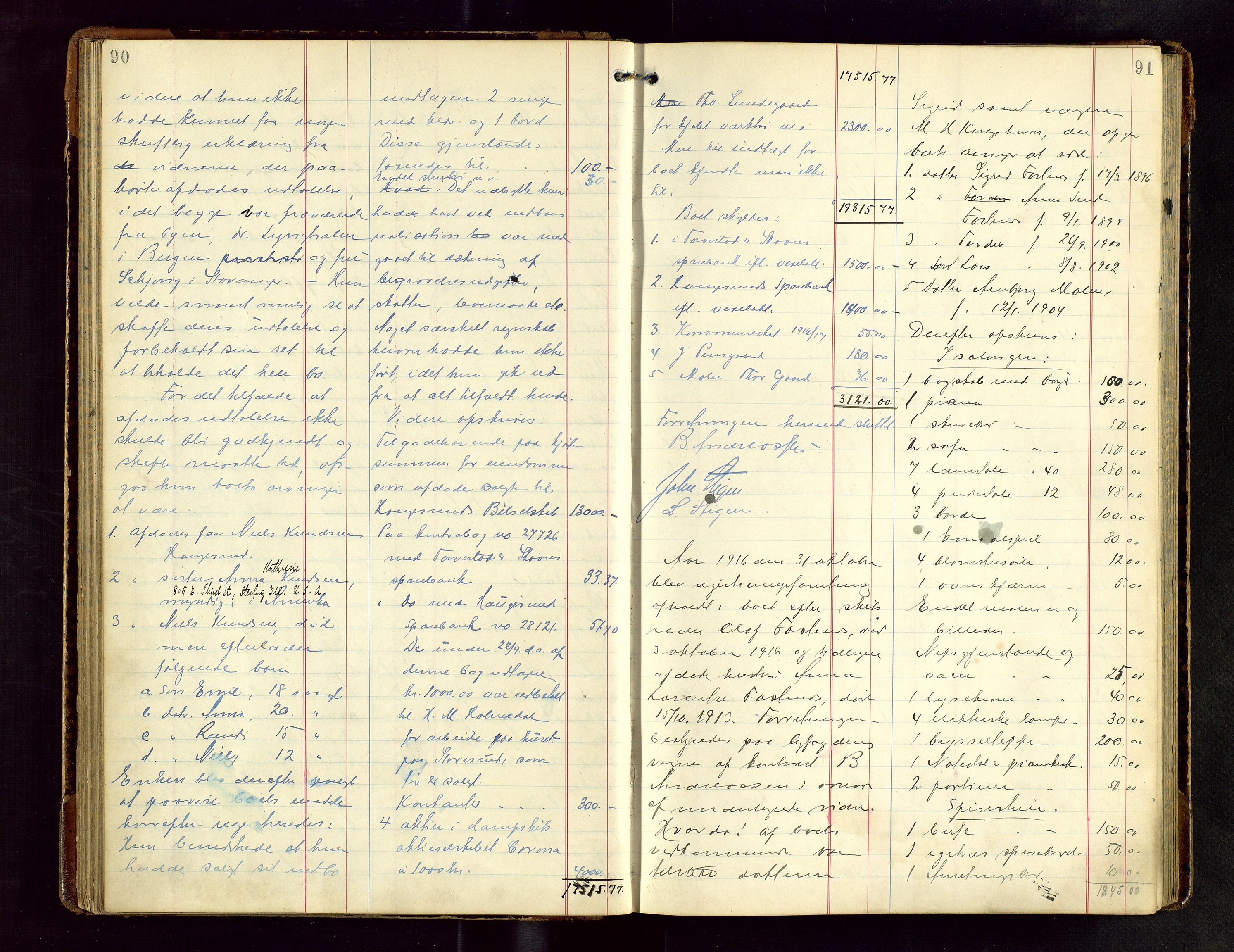 Haugesund tingrett, SAST/A-101415/01/IV/IVB/L0004: Skifteregistreringsprotokoll, med register, 1914-1923, s. 90-91