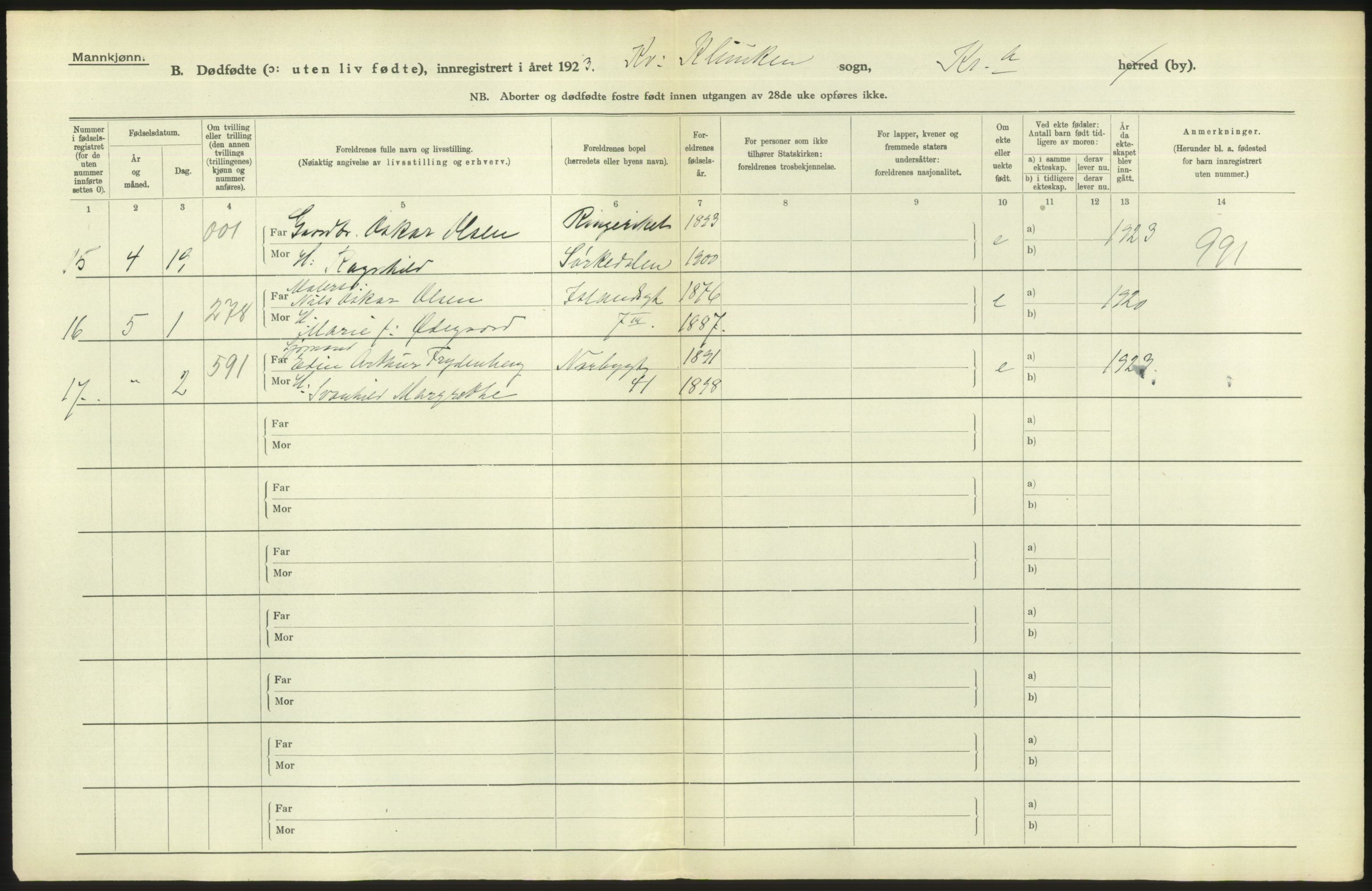 Statistisk sentralbyrå, Sosiodemografiske emner, Befolkning, AV/RA-S-2228/D/Df/Dfc/Dfcc/L0010: Kristiania: Døde, dødfødte, 1923, s. 44