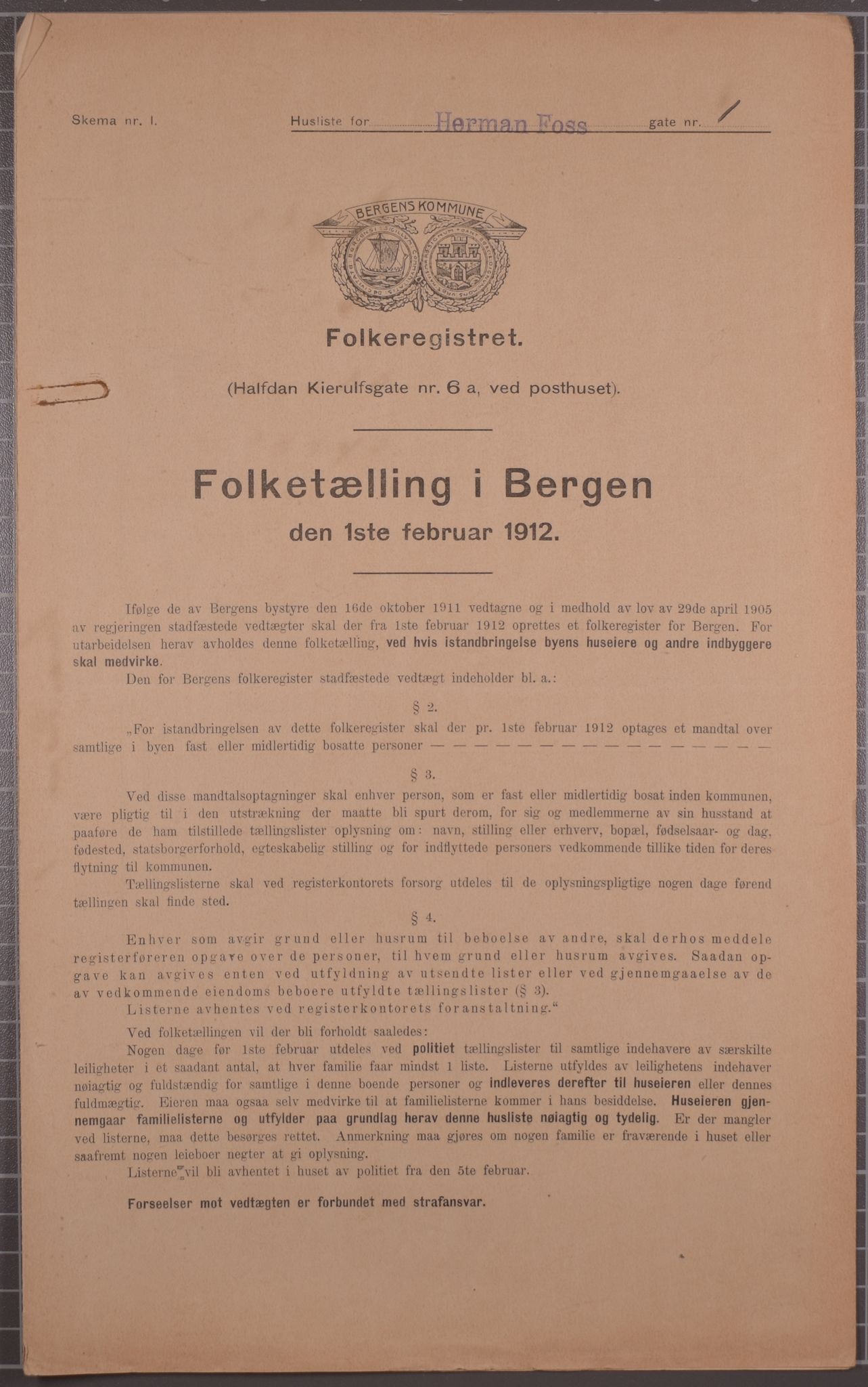 SAB, Kommunal folketelling 1912 for Bergen kjøpstad, 1912, s. 2898