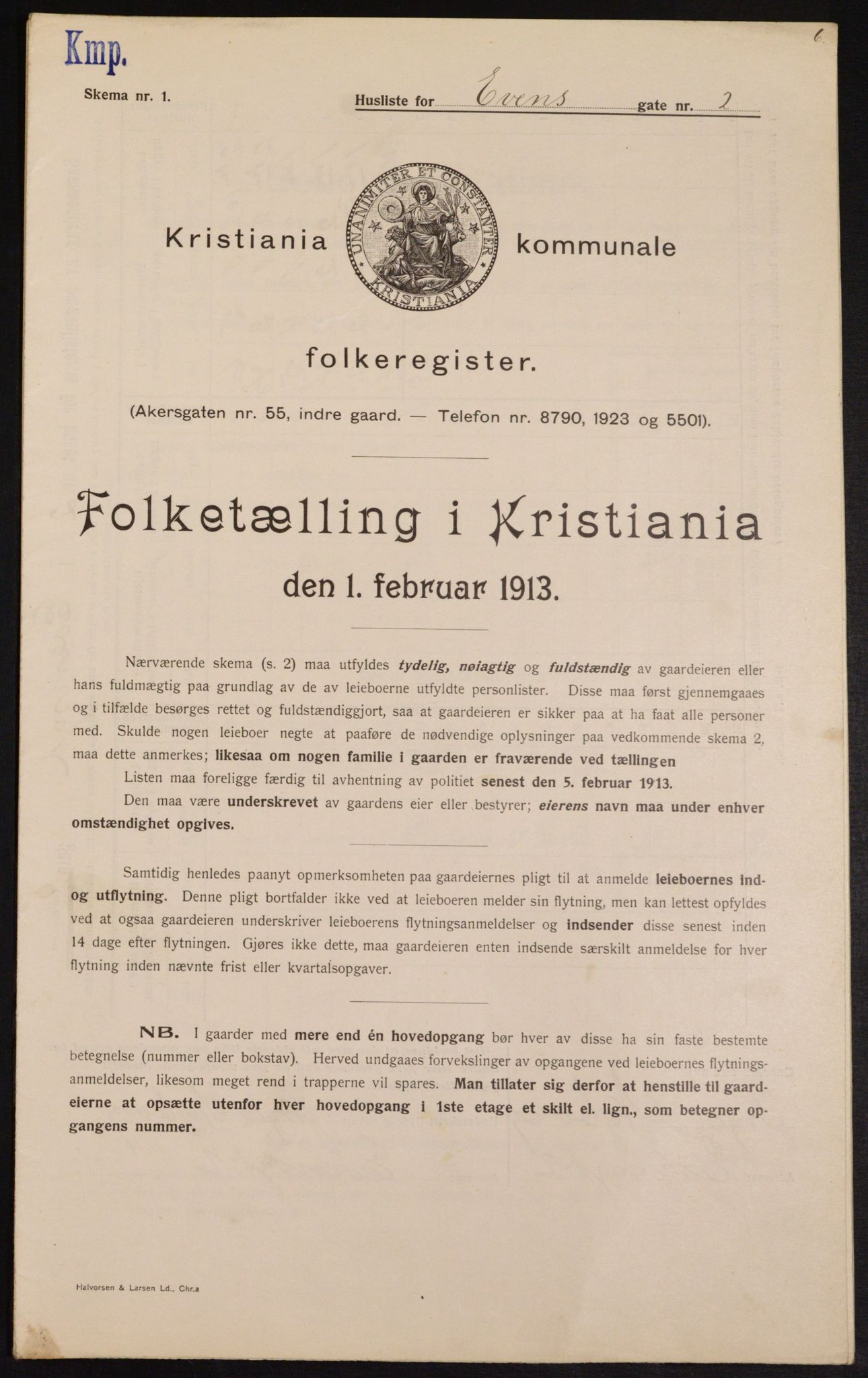 OBA, Kommunal folketelling 1.2.1913 for Kristiania, 1913, s. 22996