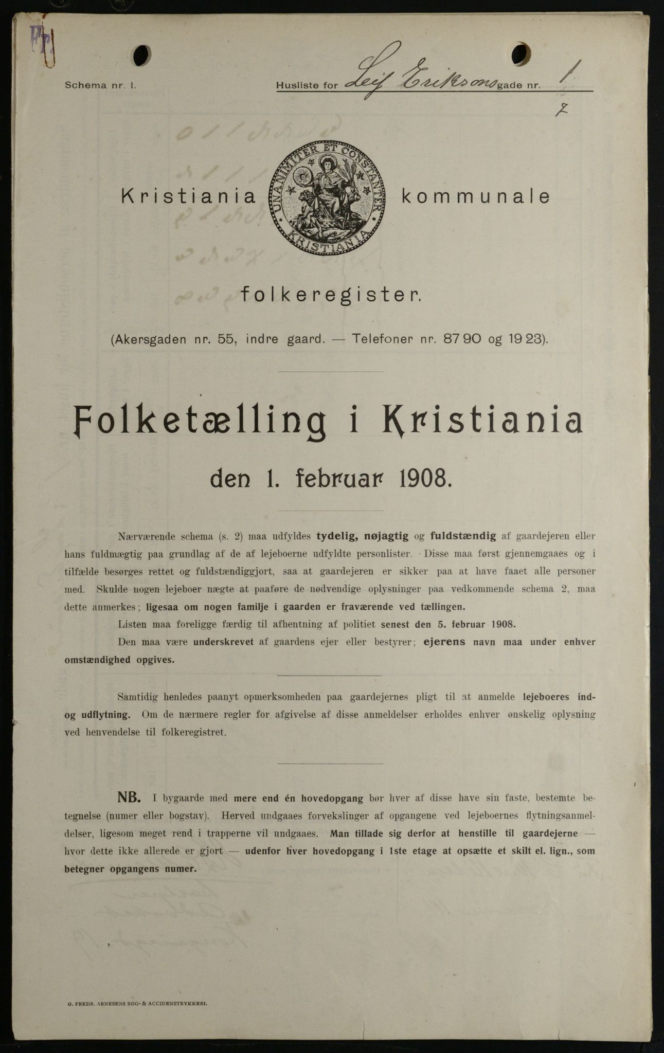 OBA, Kommunal folketelling 1.2.1908 for Kristiania kjøpstad, 1908, s. 51521