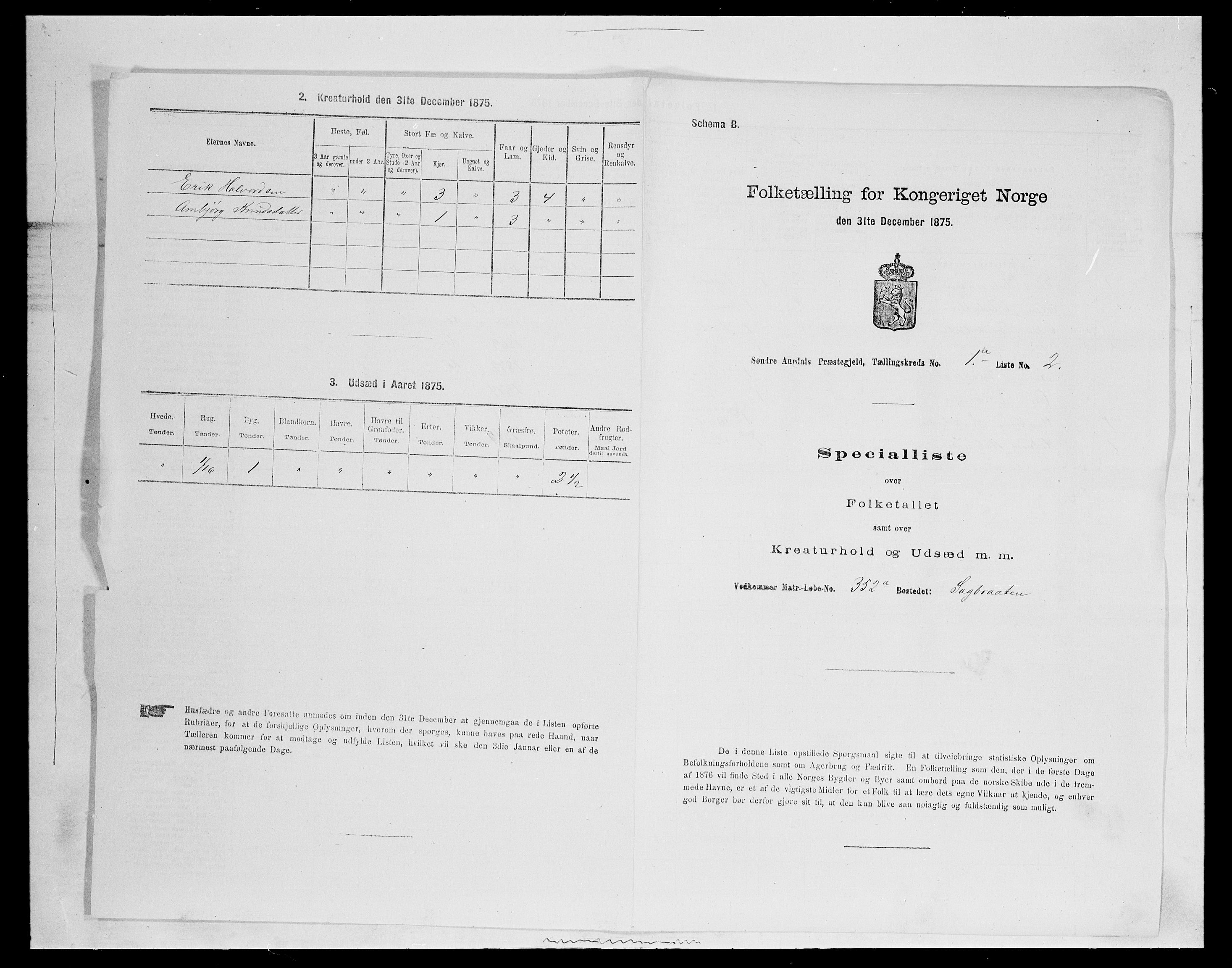 SAH, Folketelling 1875 for 0540P Sør-Aurdal prestegjeld, 1875, s. 156