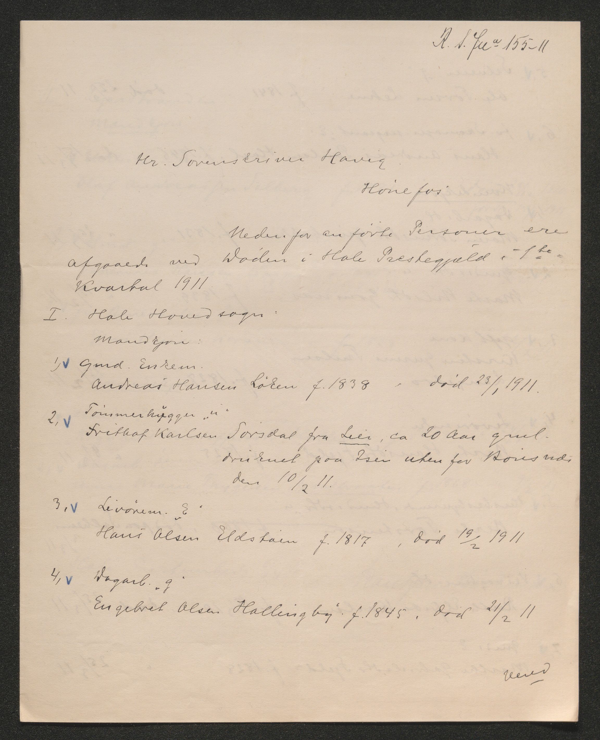 Ringerike sorenskriveri, AV/SAKO-A-105/H/Ha/Hab/L0018: Dødsfallslister Hole, 1838-1925