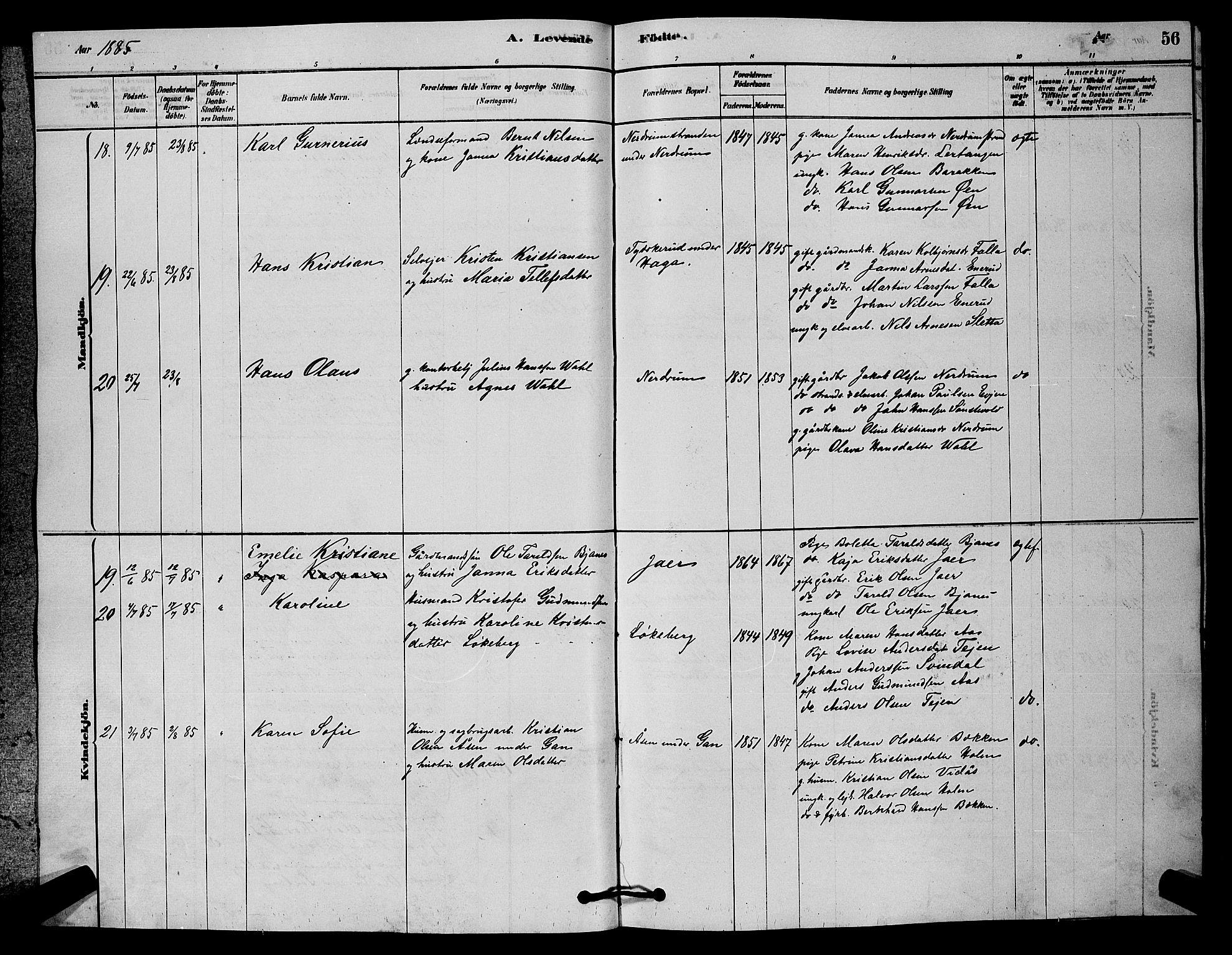 Fet prestekontor Kirkebøker, AV/SAO-A-10370a/G/Ga/L0006: Klokkerbok nr. I 6, 1878-1891, s. 56