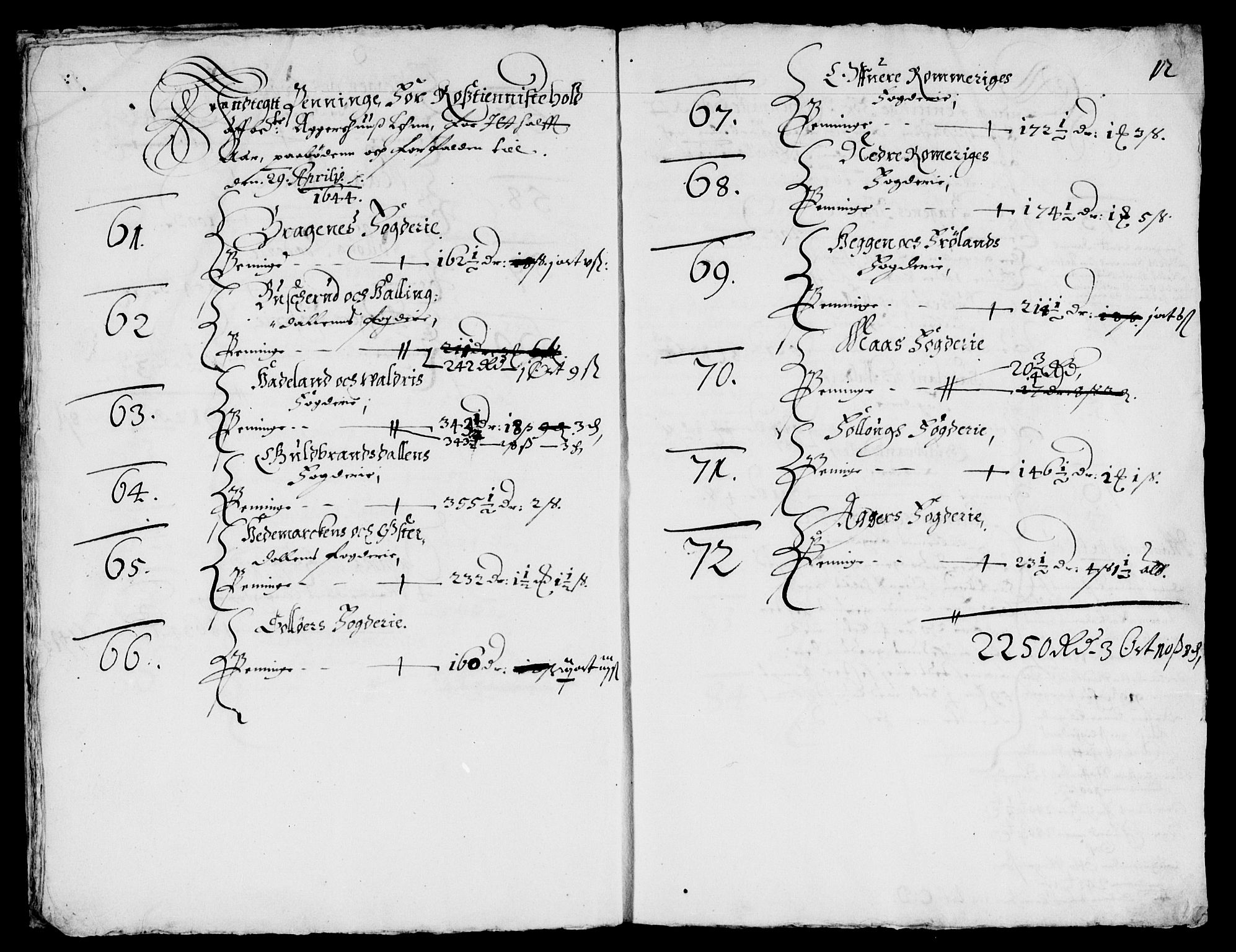 Rentekammeret inntil 1814, Reviderte regnskaper, Lensregnskaper, AV/RA-EA-5023/R/Rb/Rba/L0182: Akershus len, 1643-1645