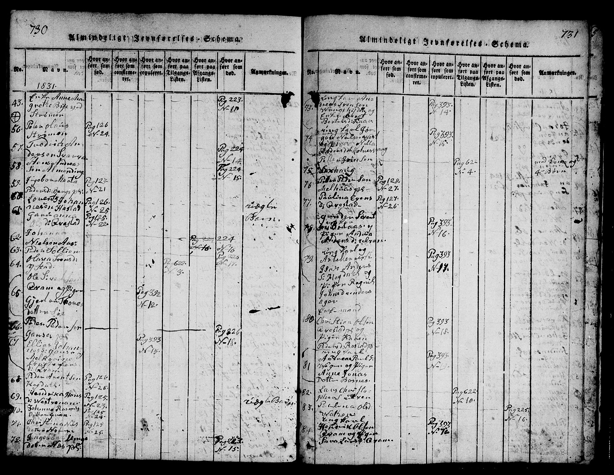 Ministerialprotokoller, klokkerbøker og fødselsregistre - Nord-Trøndelag, SAT/A-1458/730/L0298: Klokkerbok nr. 730C01, 1816-1849, s. 730-731