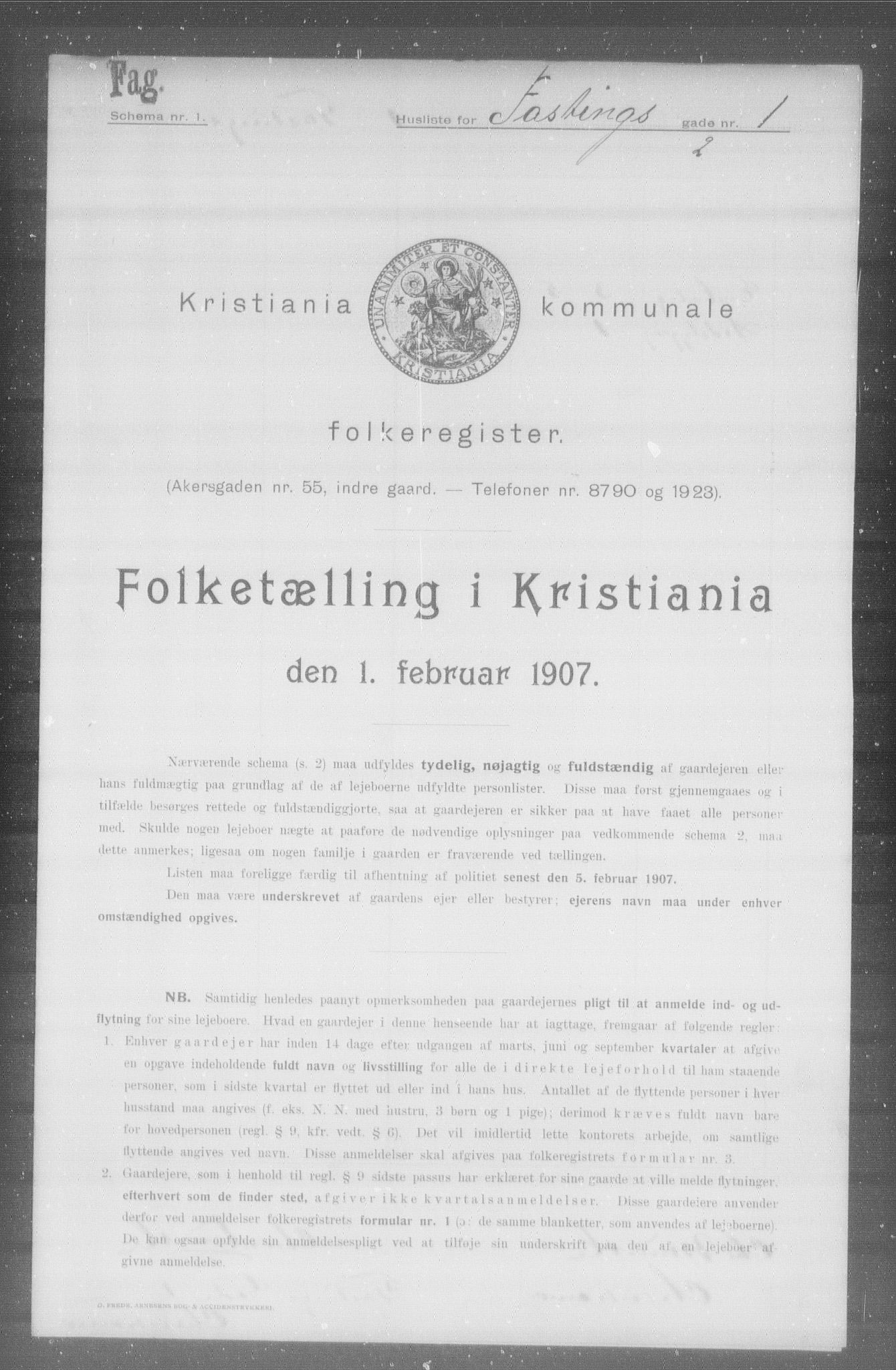 OBA, Kommunal folketelling 1.2.1907 for Kristiania kjøpstad, 1907, s. 11943