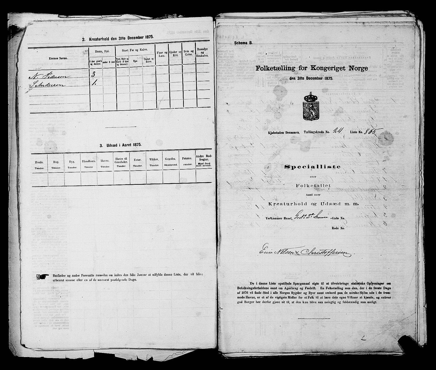 SAKO, Folketelling 1875 for 0602 Drammen kjøpstad, 1875, s. 2375