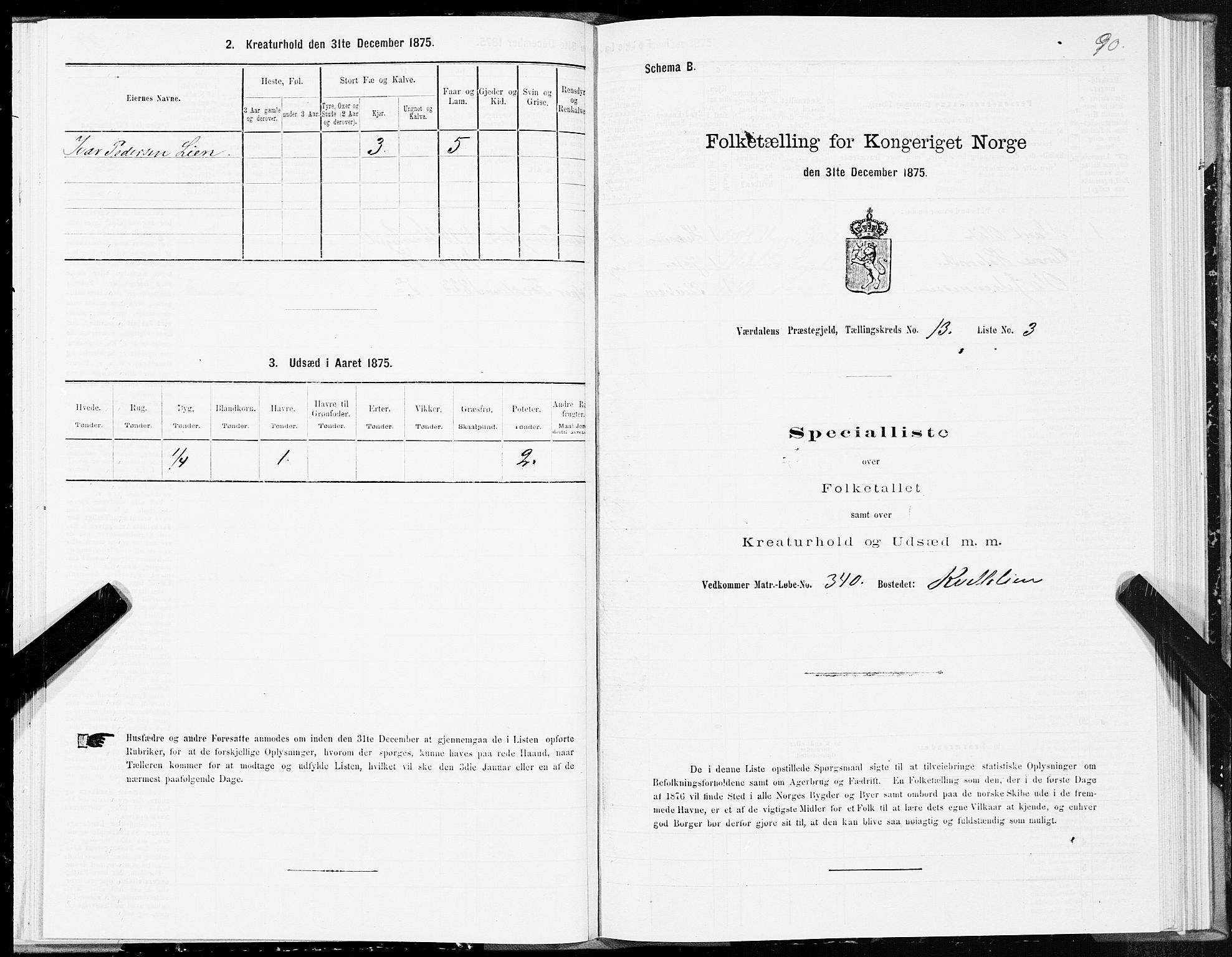 SAT, Folketelling 1875 for 1721P Verdal prestegjeld, 1875, s. 7090