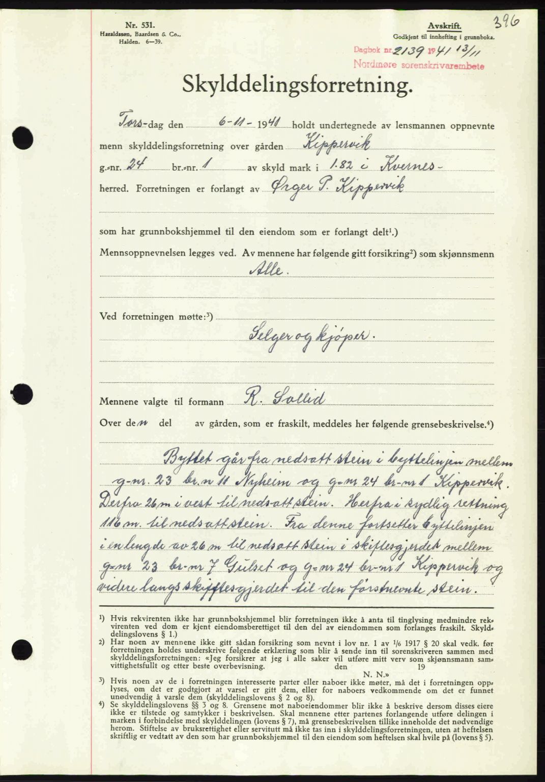 Nordmøre sorenskriveri, AV/SAT-A-4132/1/2/2Ca: Pantebok nr. A91, 1941-1942, Dagboknr: 2139/1941