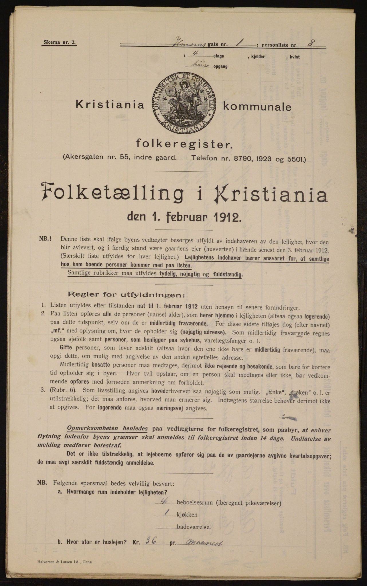 OBA, Kommunal folketelling 1.2.1912 for Kristiania, 1912, s. 53266