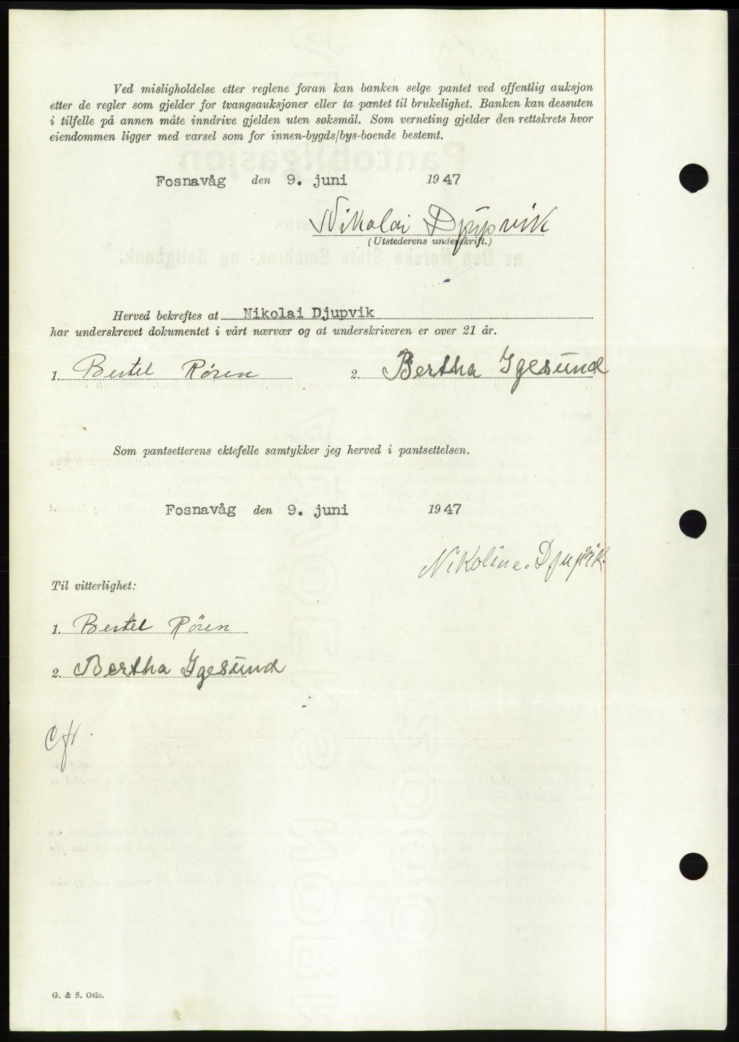 Søre Sunnmøre sorenskriveri, AV/SAT-A-4122/1/2/2C/L0115: Pantebok nr. 3B, 1947-1948, Dagboknr: 795/1947