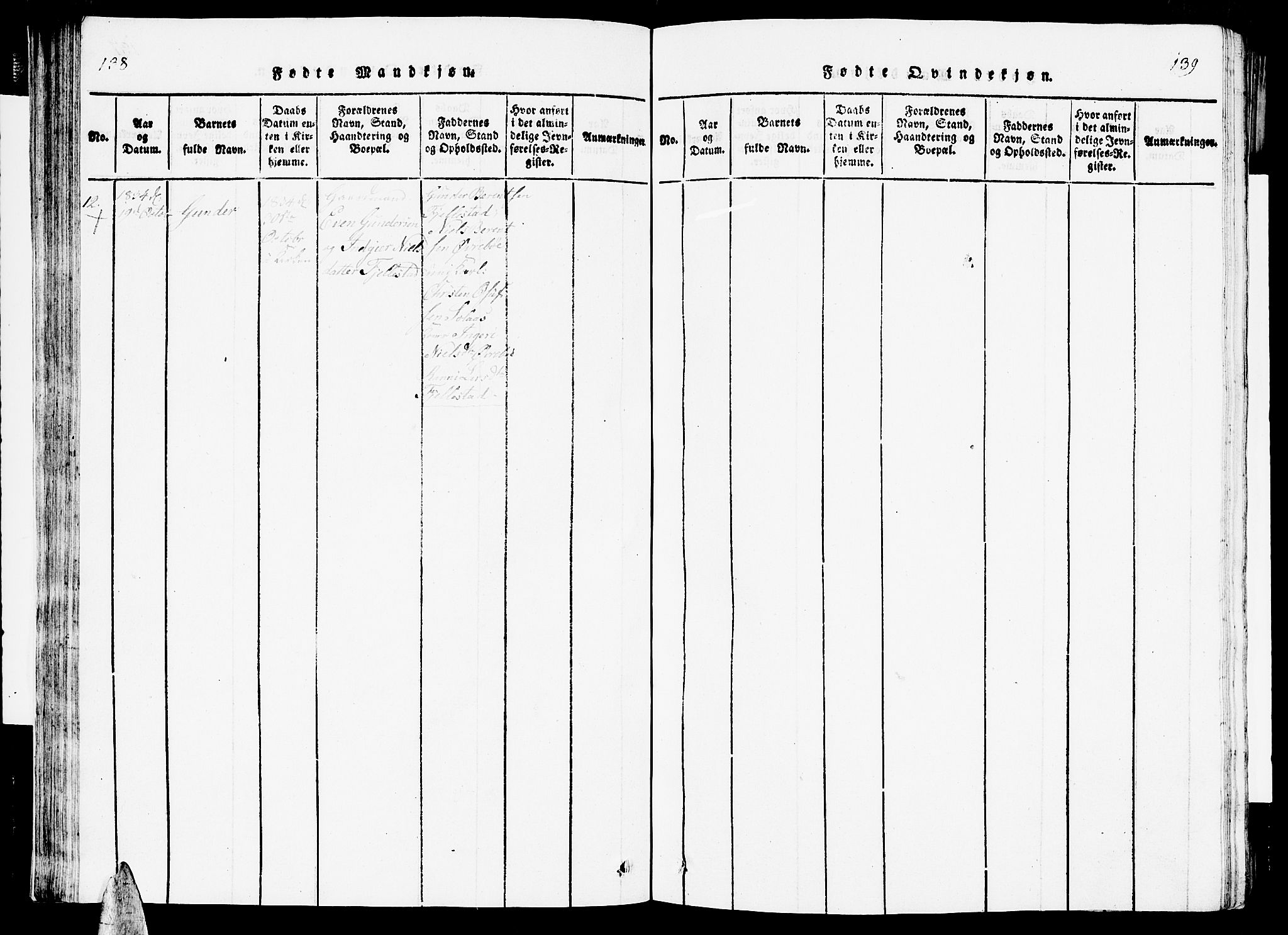 Vennesla sokneprestkontor, AV/SAK-1111-0045/Fb/Fbc/L0001: Klokkerbok nr. B 1, 1820-1834, s. 138-139