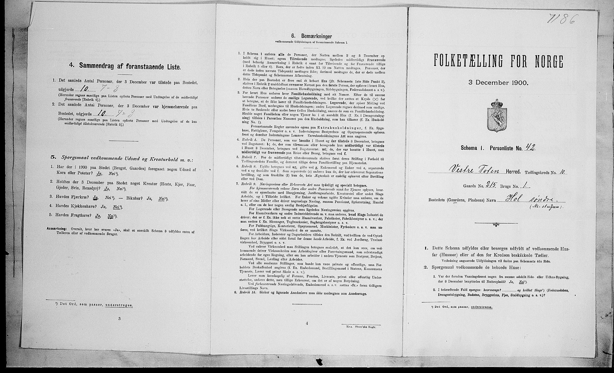 SAH, Folketelling 1900 for 0529 Vestre Toten herred, 1900, s. 1821