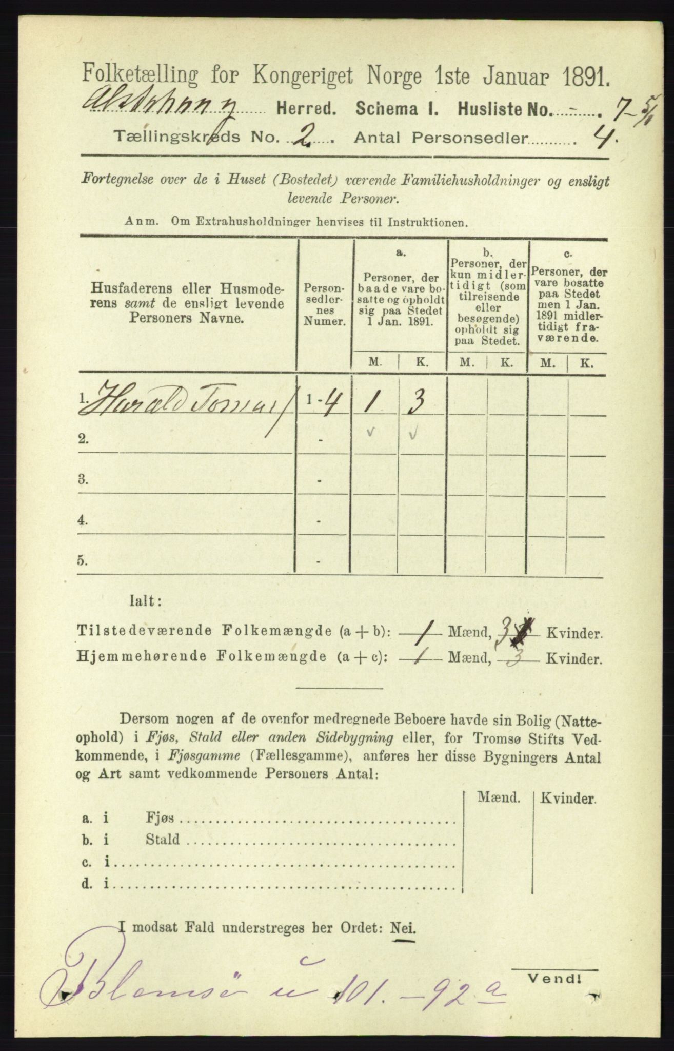 RA, Folketelling 1891 for 1820 Alstahaug herred, 1891, s. 431