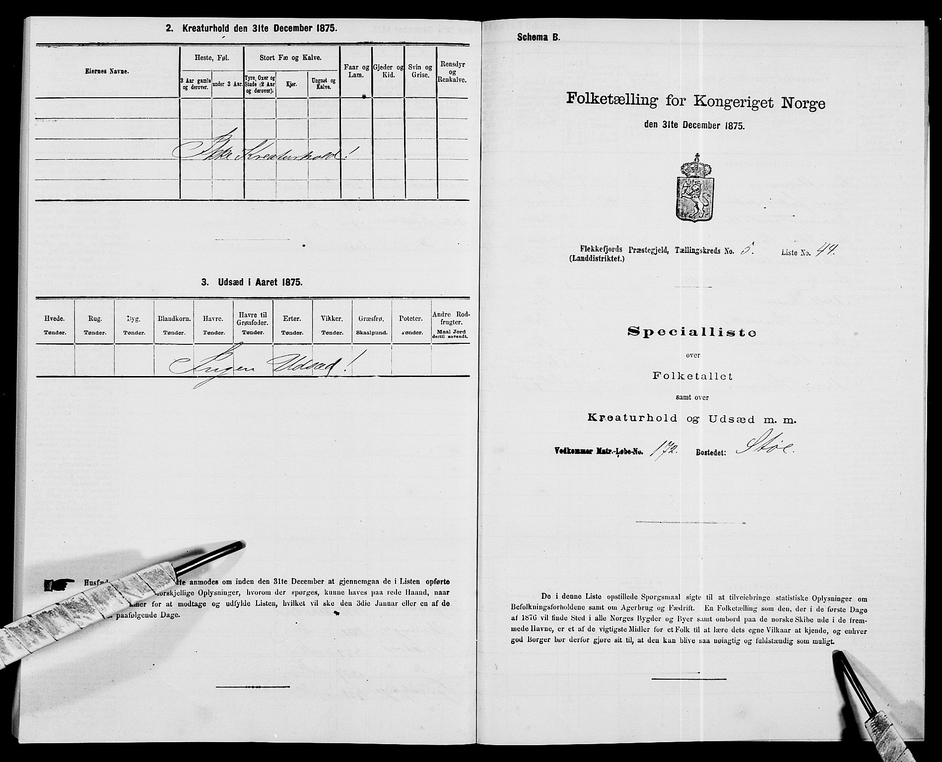 SAK, Folketelling 1875 for 1042L Flekkefjord prestegjeld, Nes sokn og Hidra sokn, 1875, s. 780