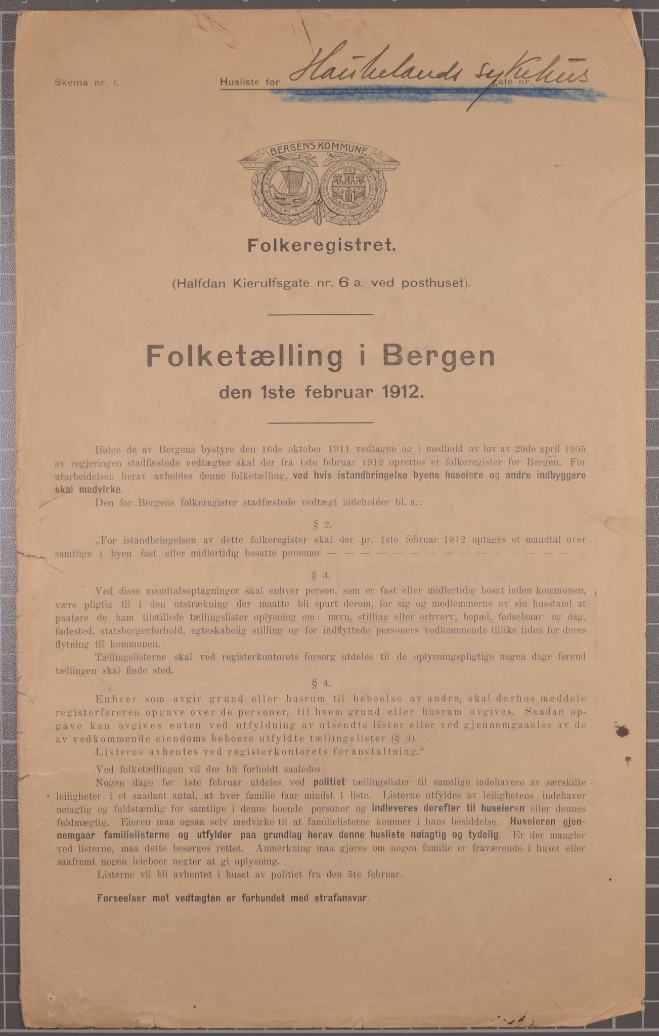 SAB, Kommunal folketelling 1912 for Bergen kjøpstad, 1912, s. 1865