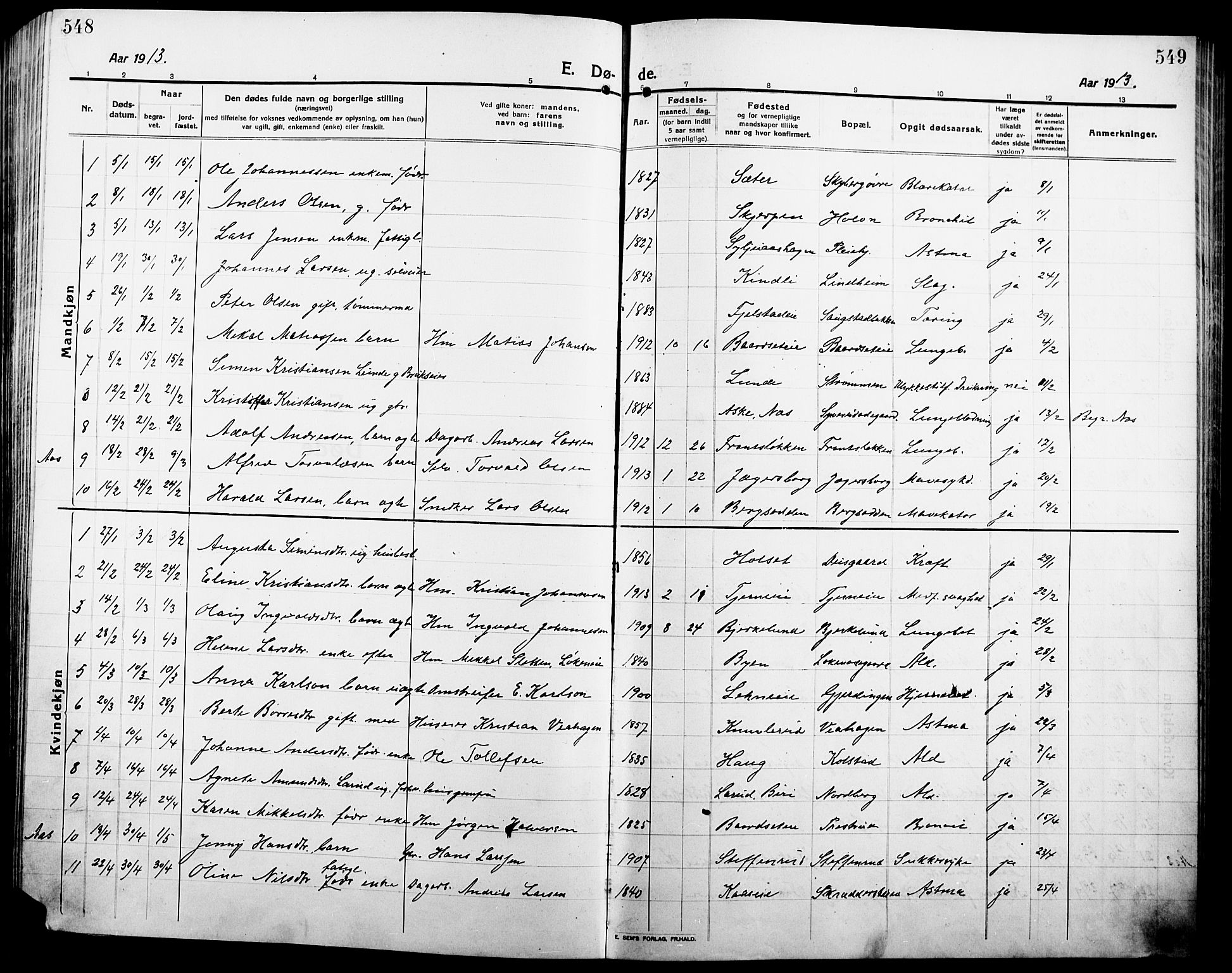 Ringsaker prestekontor, AV/SAH-PREST-014/L/La/L0018: Klokkerbok nr. 18, 1913-1922, s. 548-549