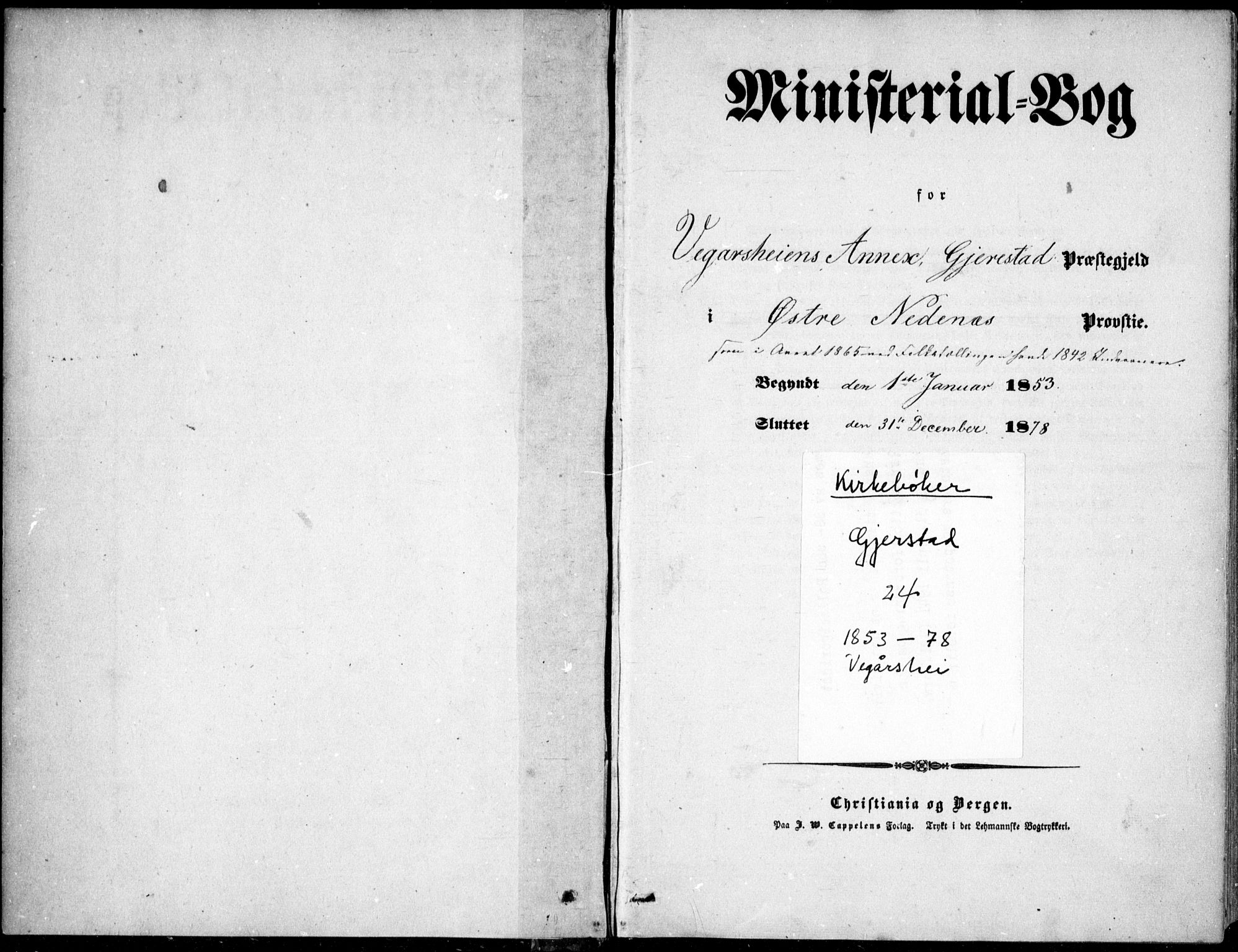 Gjerstad sokneprestkontor, SAK/1111-0014/F/Fa/Fab/L0003: Ministerialbok nr. A 3, 1853-1878
