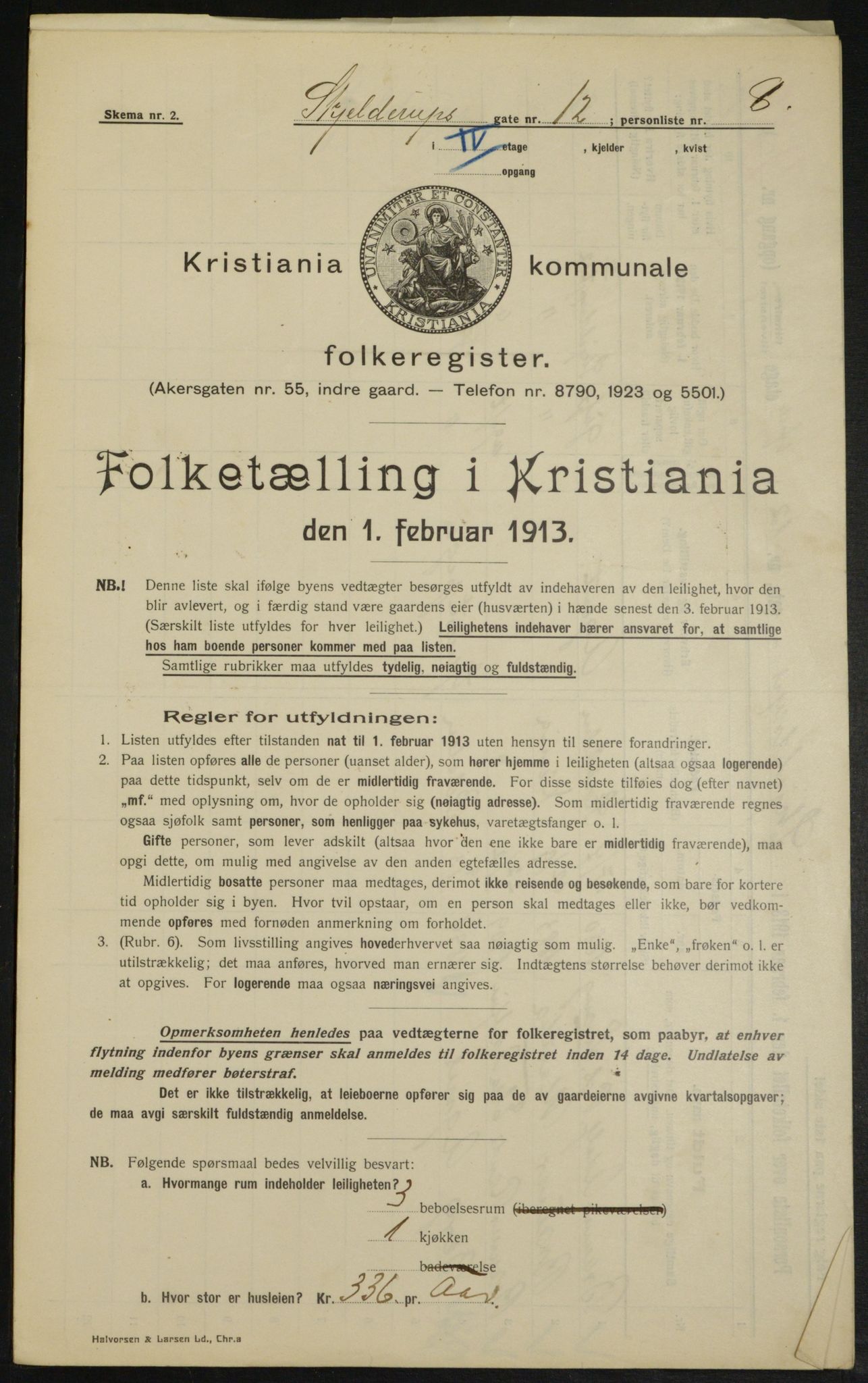 OBA, Kommunal folketelling 1.2.1913 for Kristiania, 1913, s. 95808