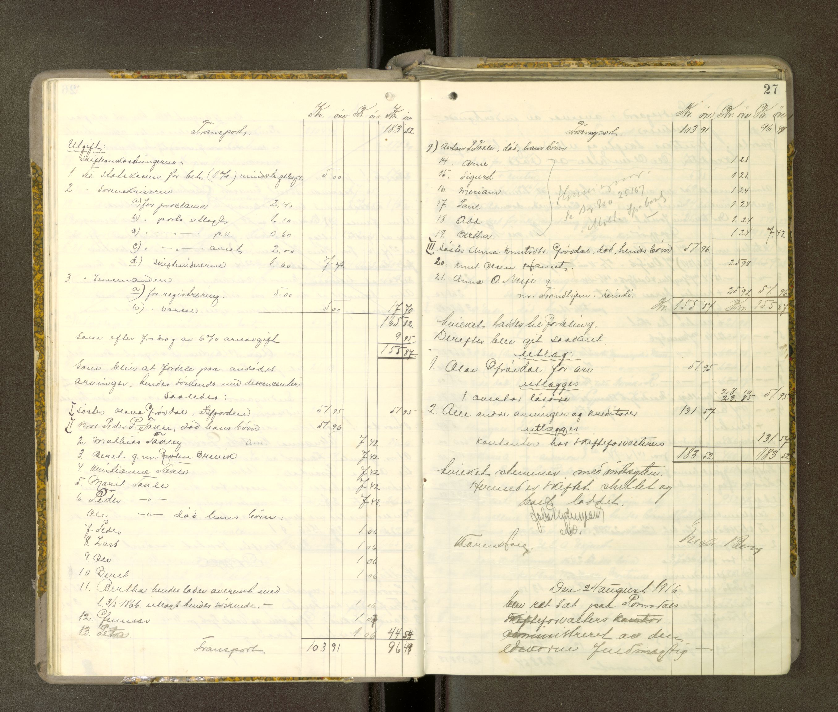 Romsdal sorenskriveri, AV/SAT-A-4149/1/3/3A/L0021: Skifteutlodnings Protokoll 7, 1916-1920, s. 26b-27a
